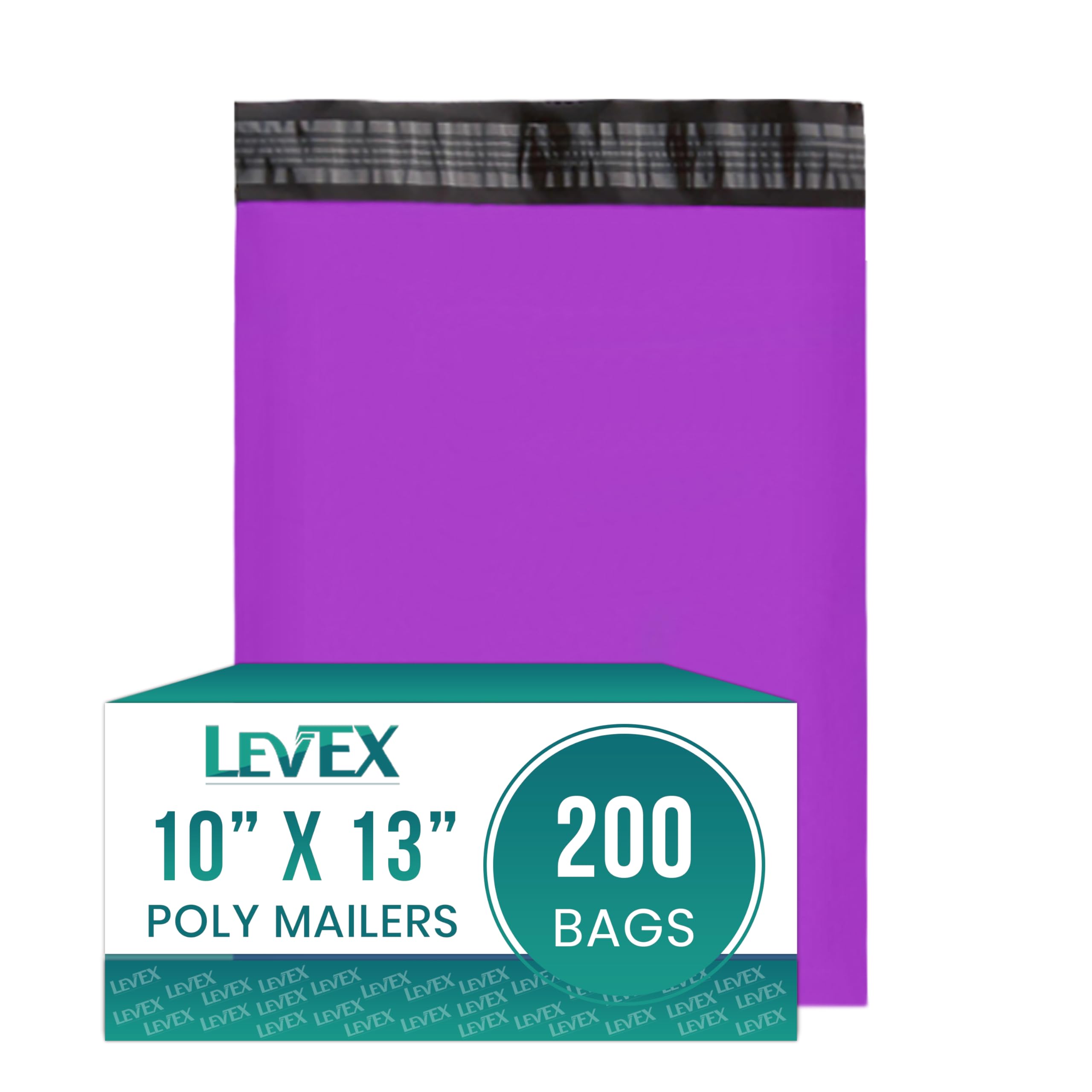 Levex - #4 10x13 [200 Pack] Purple Poly Mailers Shipping Bags, Strong Mailing Envelopes, Multipurpose Mailers, Waterproof & Tear Resistant,
