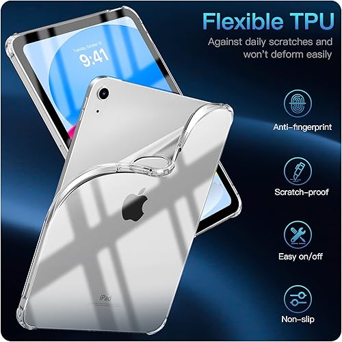 Vista 3 de TiMOVO Funda transparente para iPad (A16) 11ª generación de 11 pulgadas 2025, iPad de 10.9 pulgadas 2022, funda protectora trasera transparente