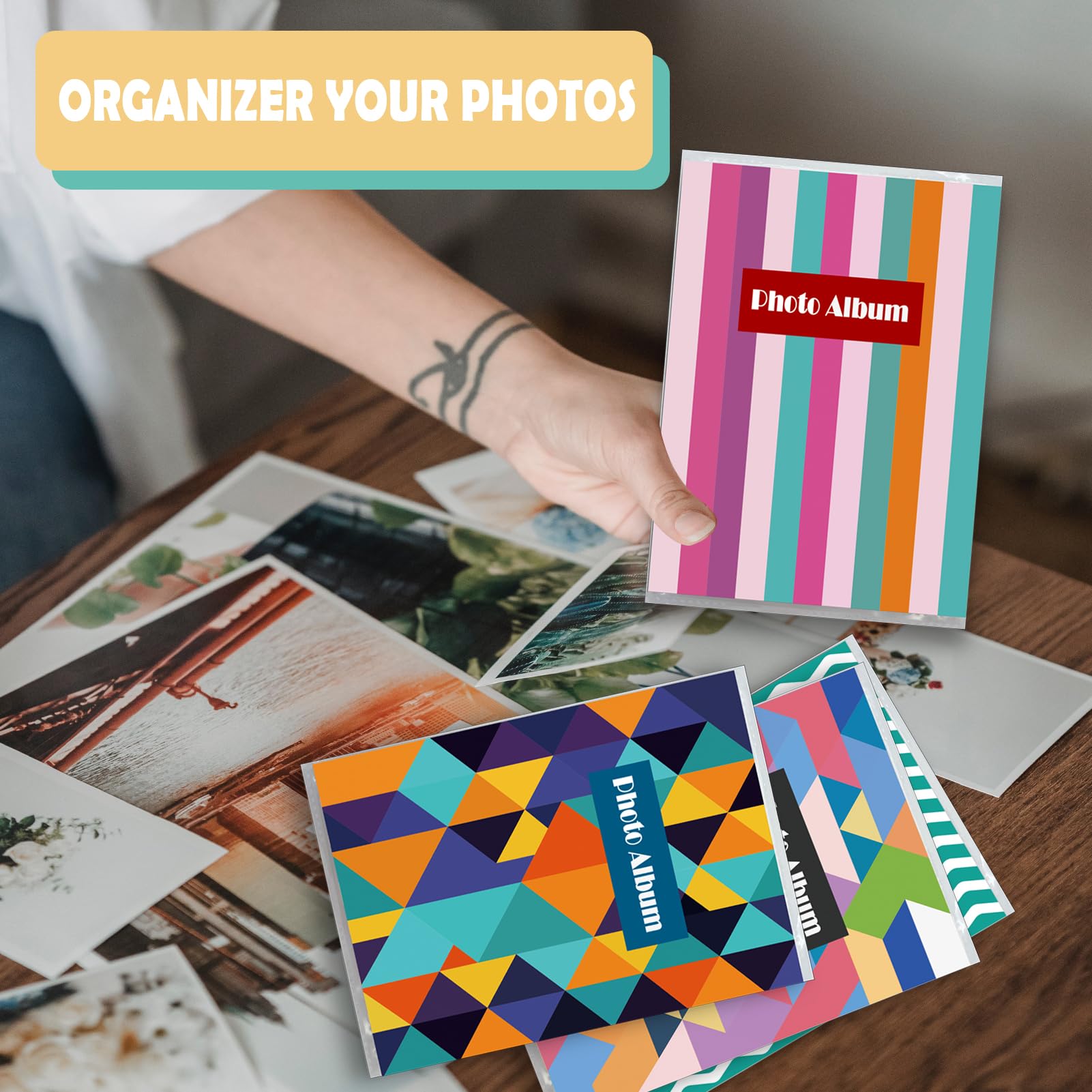 Mały album na zdjęcia 10 x 15 cm, pomieści 36 zdjęć, zestaw 8 szt., mini albumy na zdjęcia 4 x 6 cm, albumy z obrazkami, 10 x 15 cm, album fotograficzny, książka z obrazkami do zdjęć (retro)