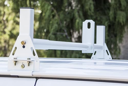 Miniatura 4 de Buyers Products 1501310 - Estante de escalera para furgonetas de trabajo, ancho ajustable, acero al carbono con recubrimiento en polvo blanco,