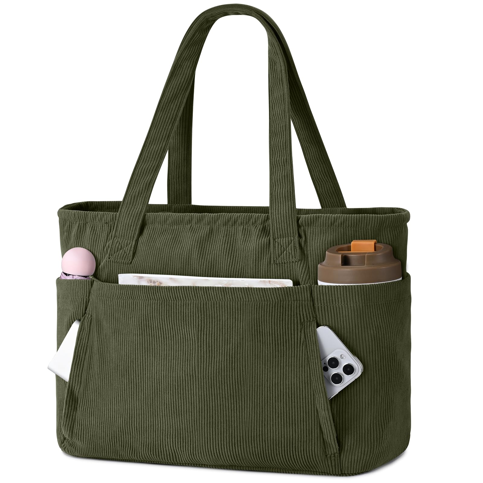 oscaurt Cord Shopper Tasche Damen Handtasche Groß Tote Bag | Arbeitstasche, Mit 15.6 Zoll Laptopfach, Schultertasche, Strandtasche Essential Bag, Für Uni Arbeit Reisen Gym