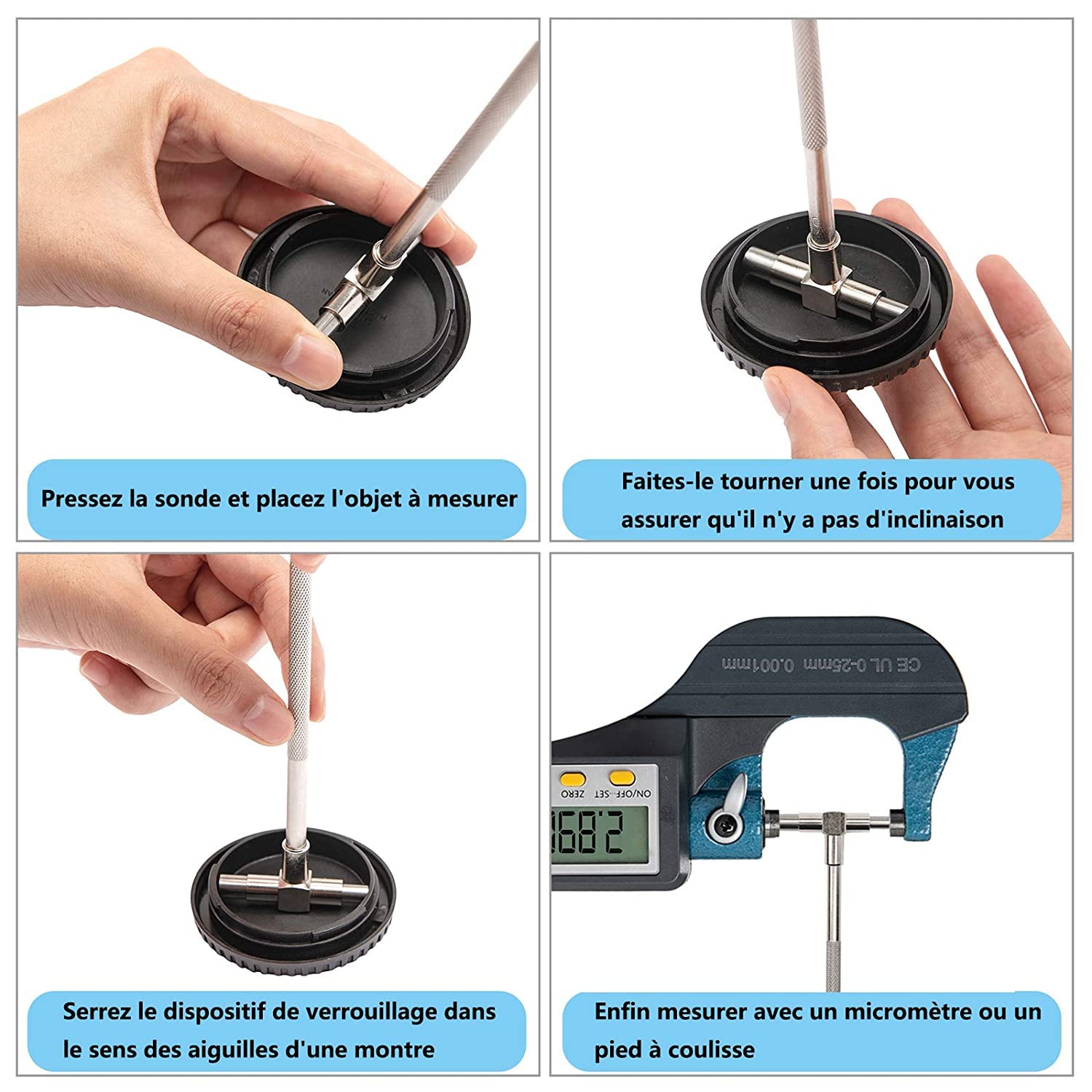 Outils de mesure de micromètre, jauge télescopique 6 pièces/ensemble 8-150mm jauge de diamètre intérieur réglable nickel pour aider à la vérification rapide des trous