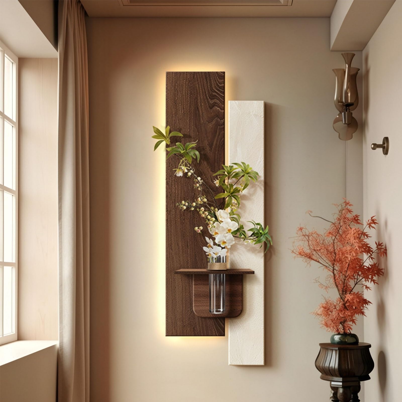 MDEUFYWEGB 3D LED wall decor, modern illuminated sandstone texture, wall-mounted art, (faux greenery) decorative artwork for living room or entryway.(A,50 * 150cm/19.7 * 59.1in)