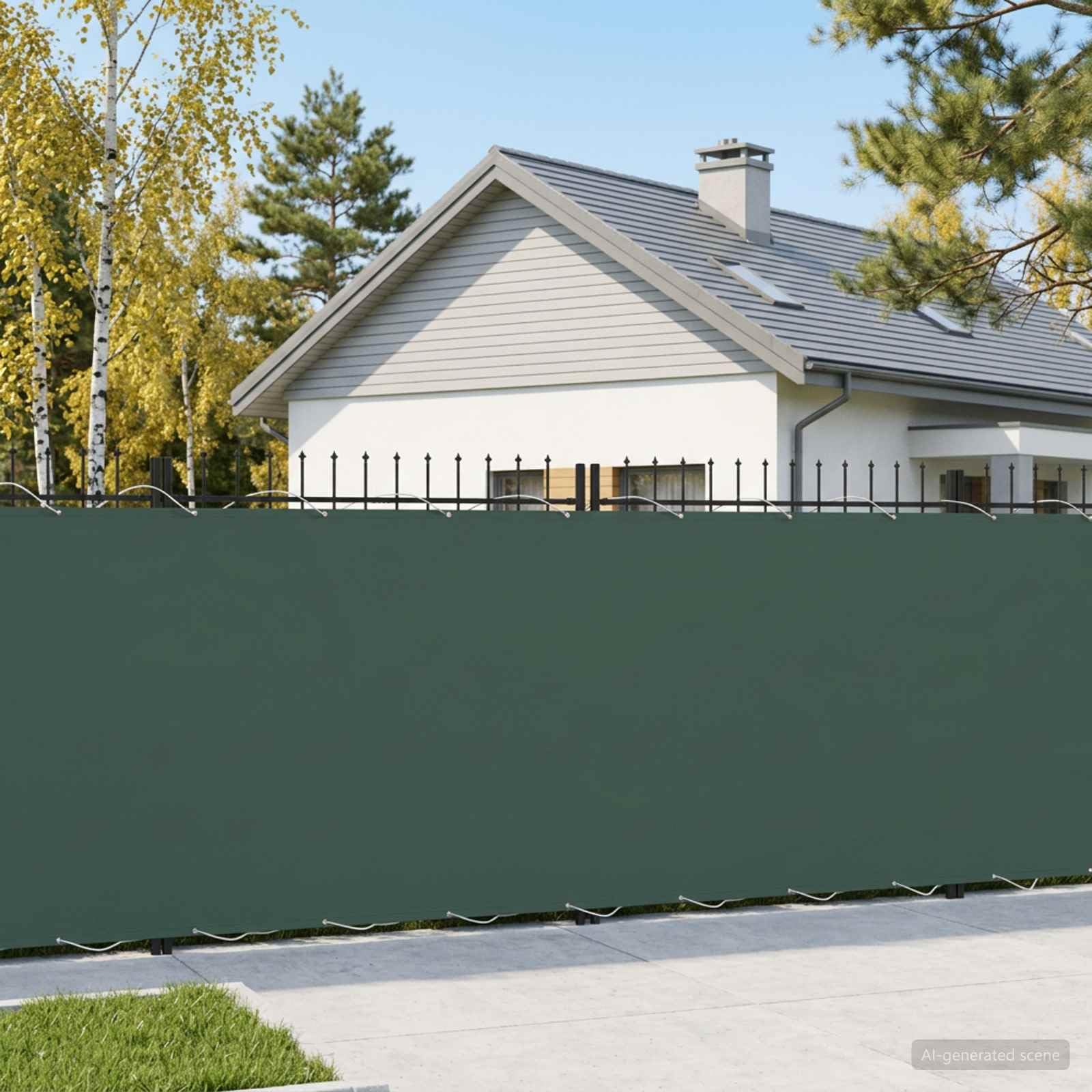 Telo Frangivista in Poliestere con PU per Balcone, Verde Scuro, 600 x 180 cm