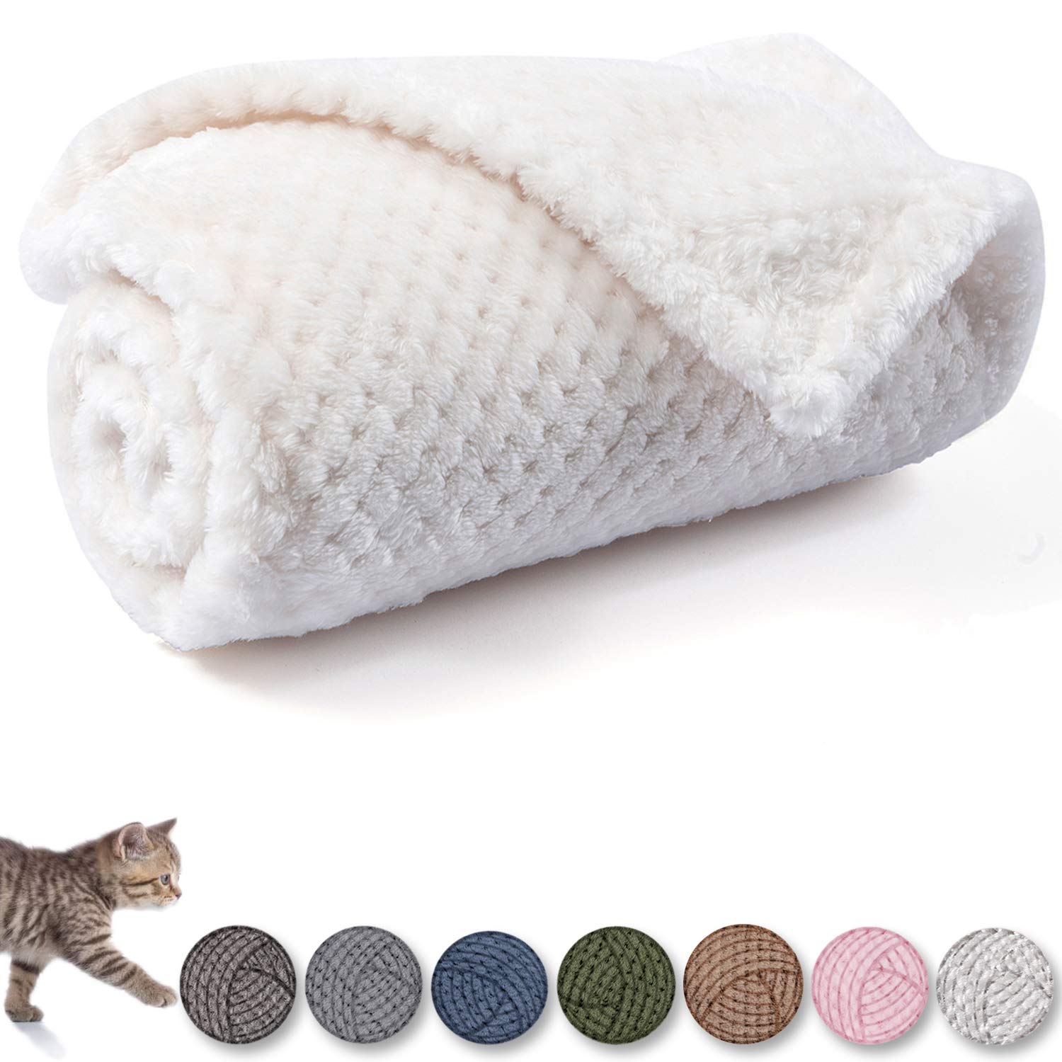 Warm Soft Fuzzy Dog or Cat Blanket, Plush Fleece Throws for Puppy, Kitten, Medium, Large Dogs - Ivory (L/40" x 48") — image 1
