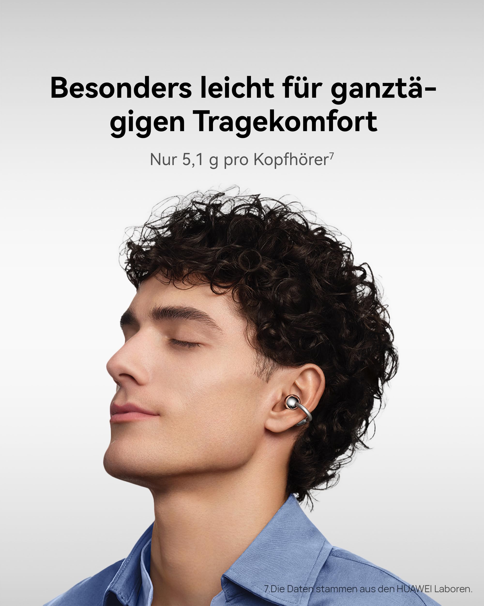 HUAWEI FreeClip 2 S Kabellose Kopfhörer, ganztägiger Komfort, 5,1 g, Silber | Adaptive Open-Ear-Technologie, Smart Control, Metallisch glänzendes Ladecase, IP 57, Kristallklare Anrufe, für iOS & Android
