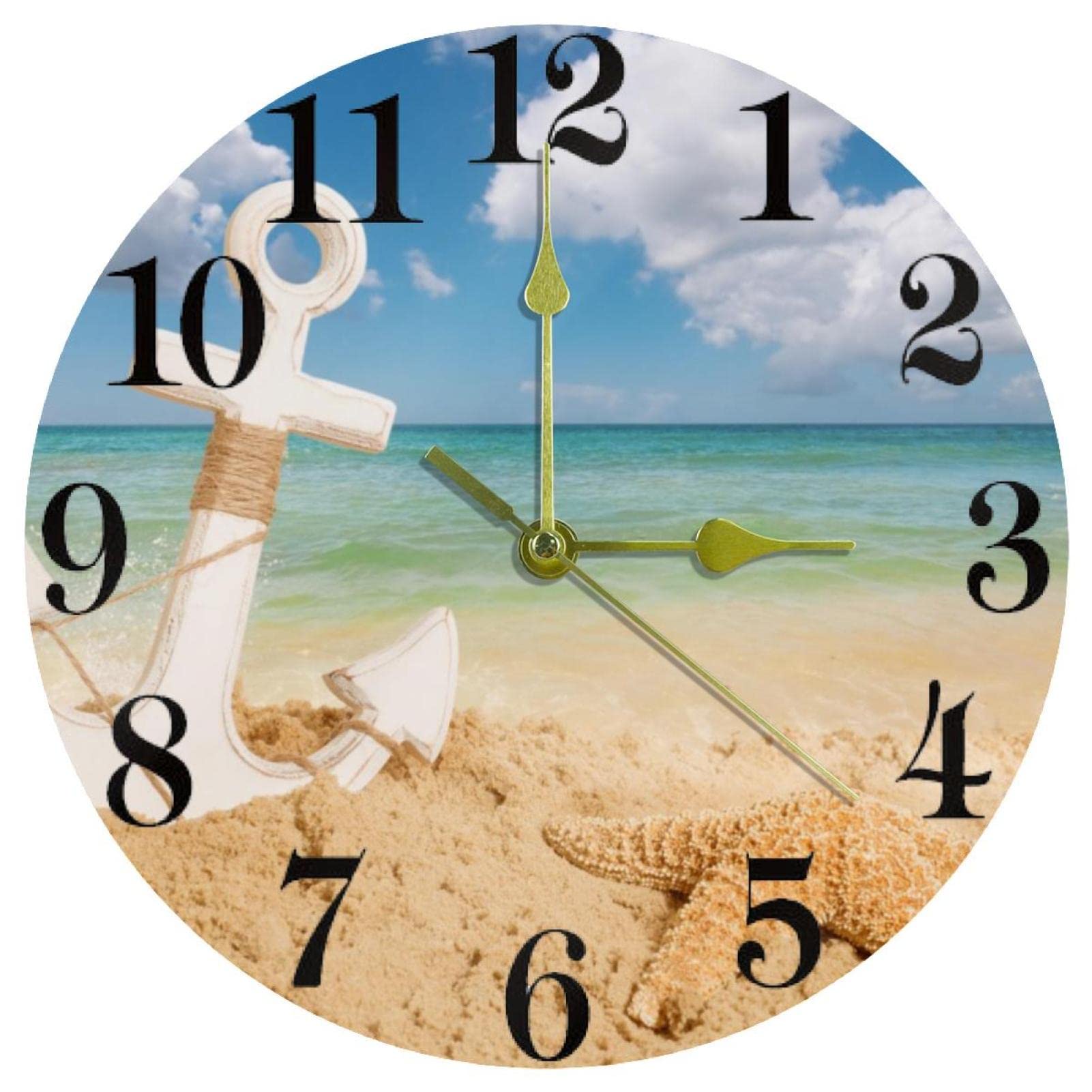 Horloge de maison bord de mer 25,4 cm ronde à pile pour créer une ambiance calme en cuisine