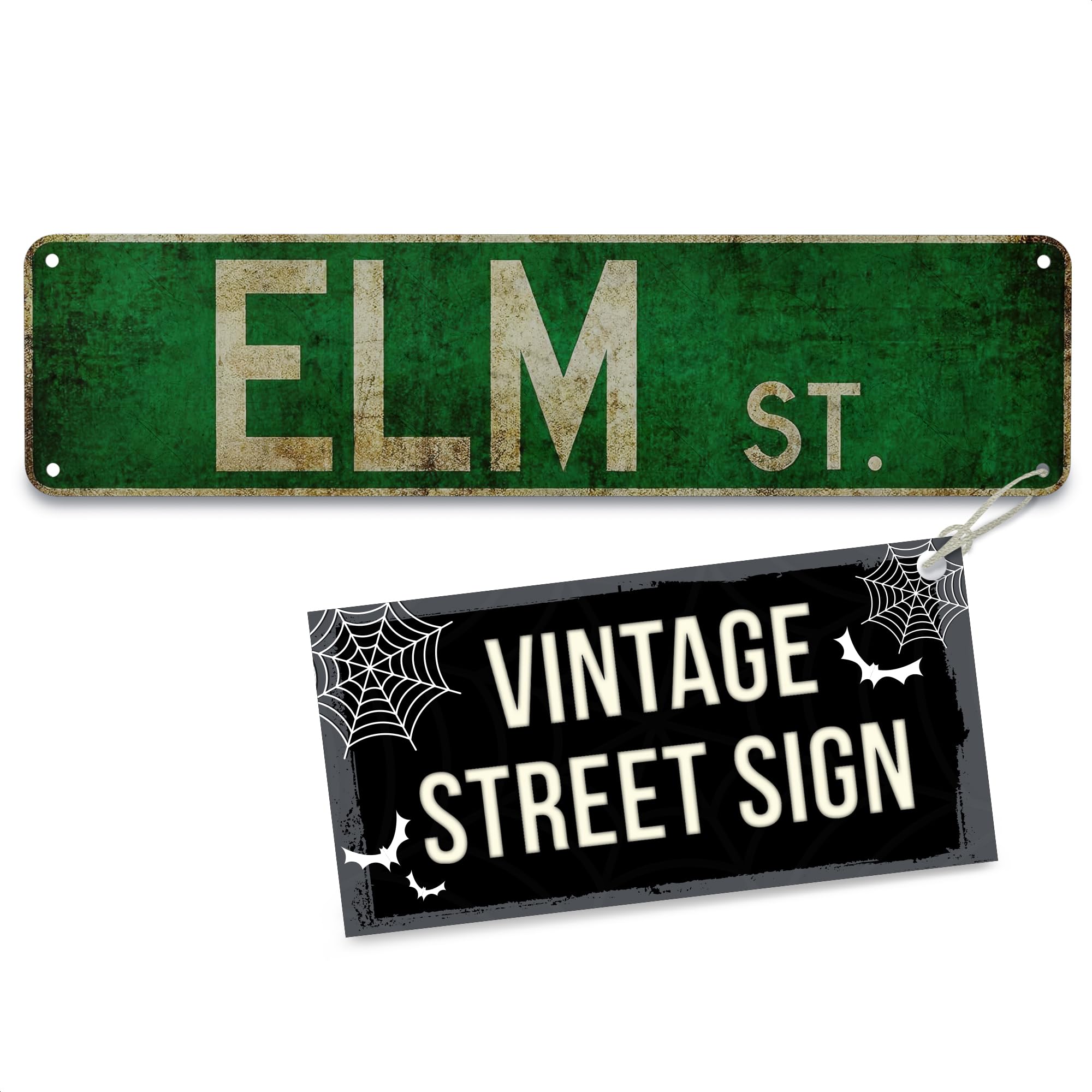 Metal Tin Sign Elm St Street Signs Outdoor Road Signs 16X4Inch, Green