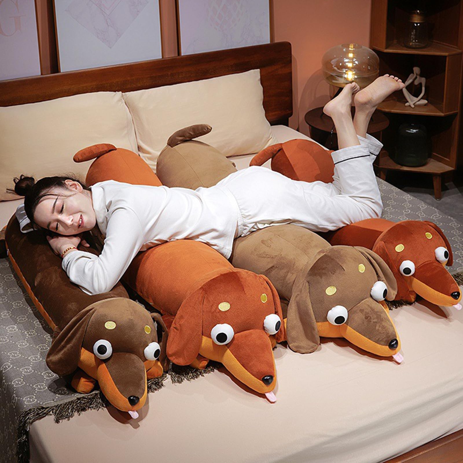 Dackel Kuscheltier, Lang Dackel Hund Kuscheltier XXL Kissen, Gewichtskuscheltier, PlüSch-Hundekissen Weich PlüSchkissen, Geburtstag Deko Geschenk FüR Kinder Baby (100cm,shenzong)