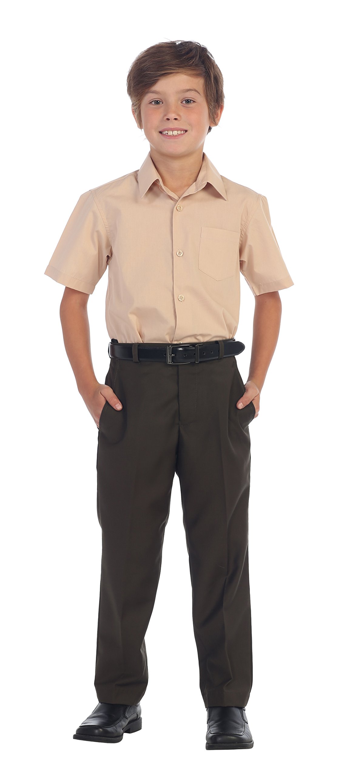 Gioberti Pantalones de vestir con frente plano para niños