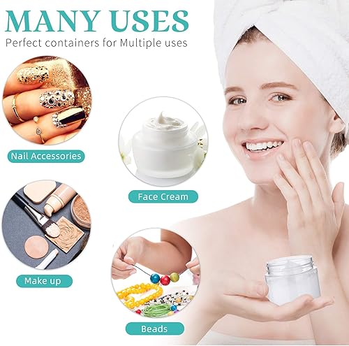 Vista 39 de 6 Pack 6oz Plastic Jars Containers with Lids Wide-mouth Refillable Leakproof Reusable Round Empty Jars for Travel Cosmetic Dry Food Spice Candy Clear