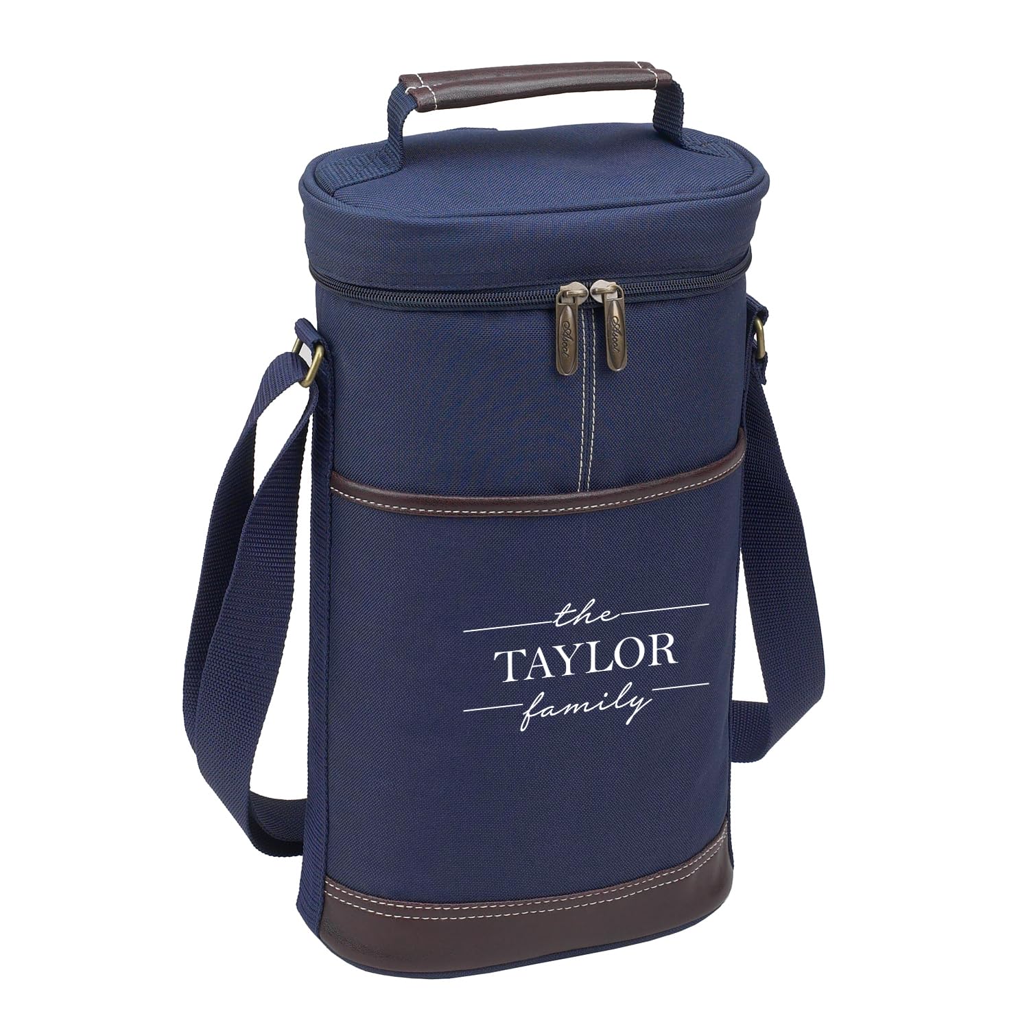 Picnic at Ascot Personalized Insulated 2 Bottle Travel Wine Tote with Corkscrew & Shoulder Strap -Designed & Assembled in The USA