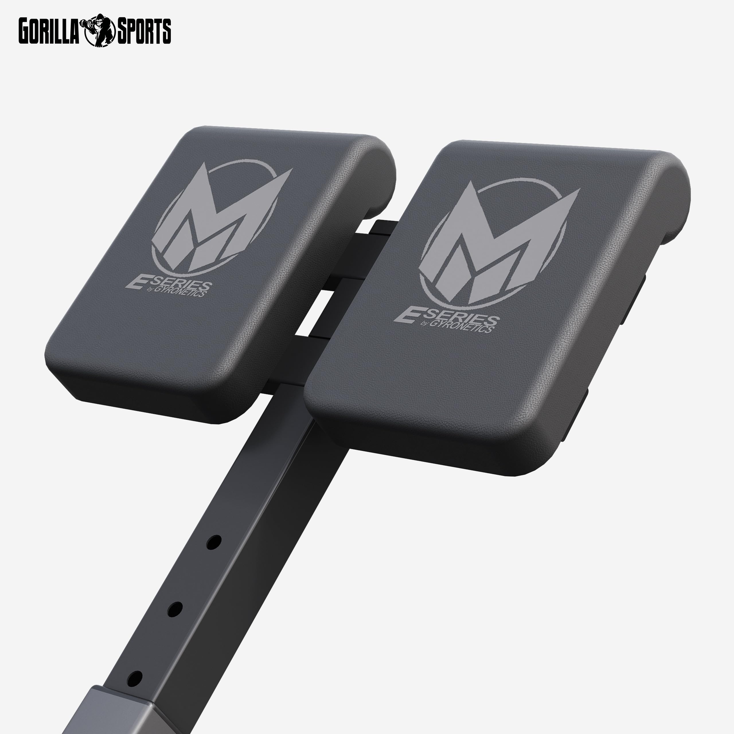 GYRONETICS® Hyperextension Rückentrainer, Klappbar, bis 120 kg, Schwarz | Mit zweiteiligem Bauchpolster und 3-fach höhenverstellbaren Beinstützen; Bauchtrainer, Römischer Stuhl, Fitnessgerät