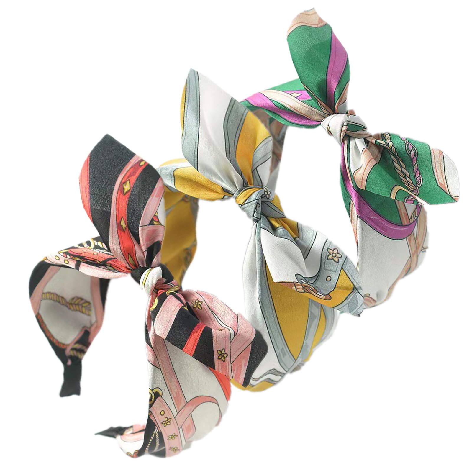 Wide Bow Headband for Women Fabric Hair Band Elastic Head Wrap Cute Knot Hair Accessories for Women and Girls (ChainBow) - Image 3