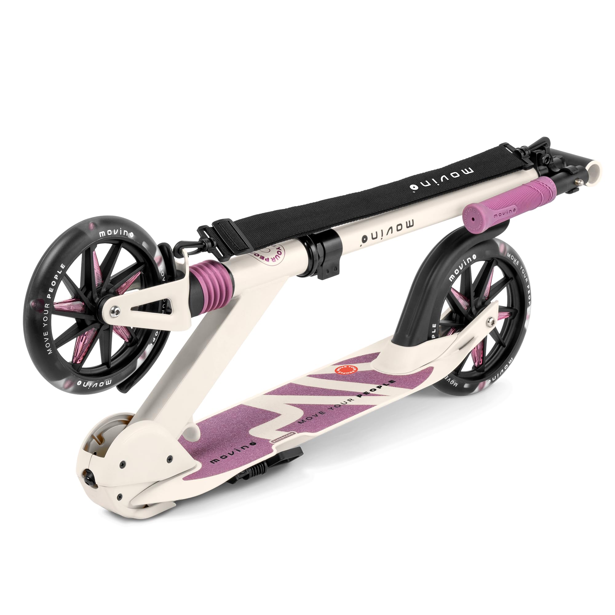 Movino Monopattino Urbano per Bambini e Adulti - Pieghevole - Scooter con Ruote LED Grandi 180 mm - Manubrio Regolabile - fino a 100 kg - City Light