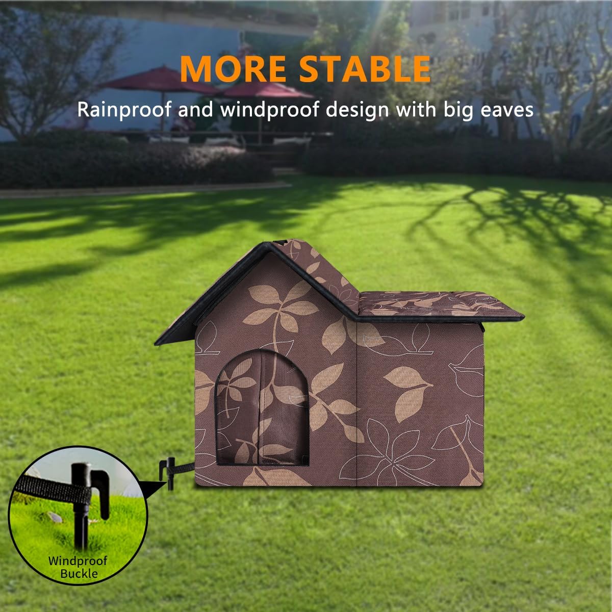 Large Outdoor Cat House Weatherproof, Houses for Outdoor Cats Feral, Collapsible Outside Cat House with Windproof Door, DIY Cardboard and Soft Mat, Insulated Stable Stray Cats Shelter in Winter
