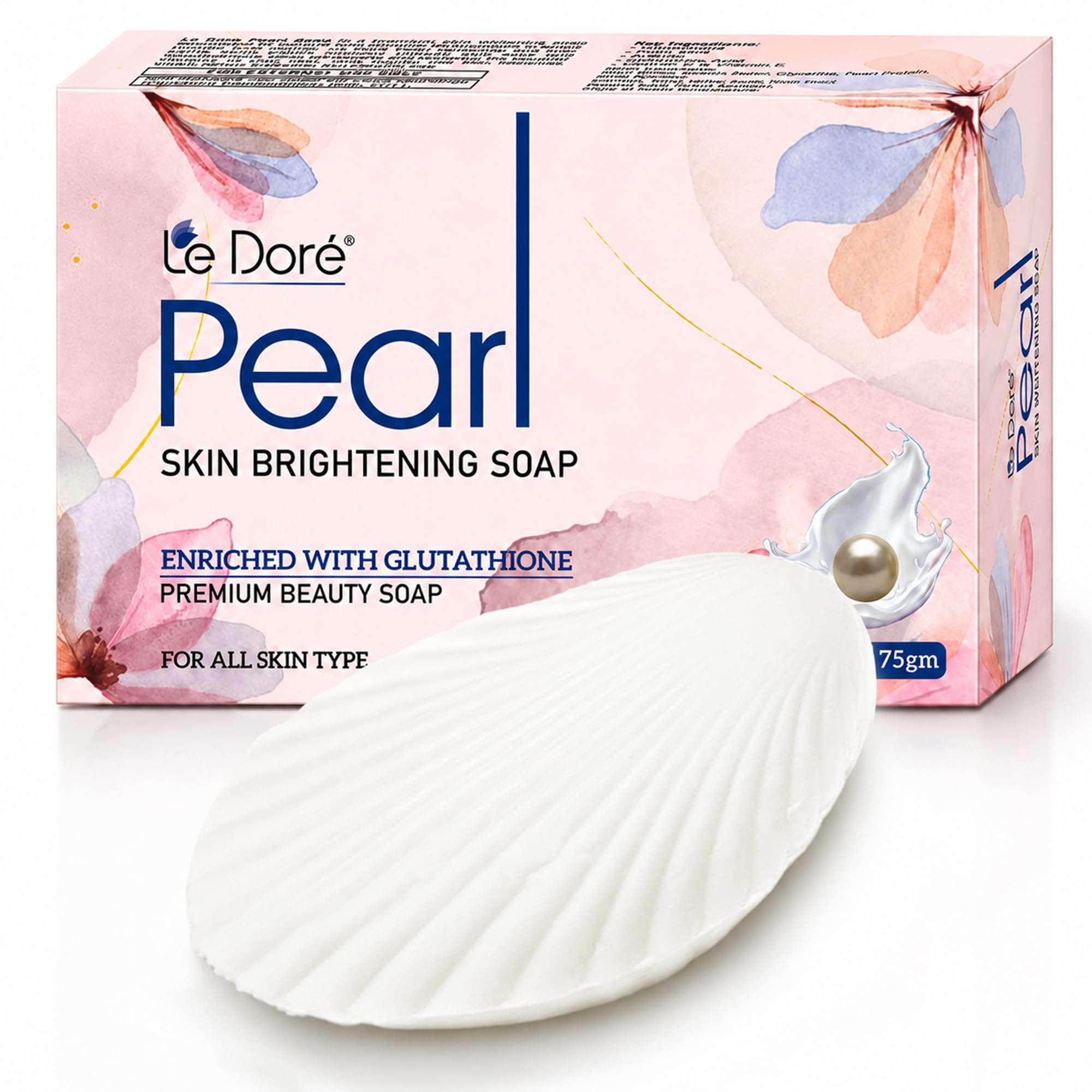 Le Dore Pearl Skin Whitening Soap | With Glutathione, Kojic Acid, Arbutin, Vitamin C & E, Hyaluronic Acid | Anti-Aging & Dead Skin Removal | For All Skin Types | 75gm-image-36