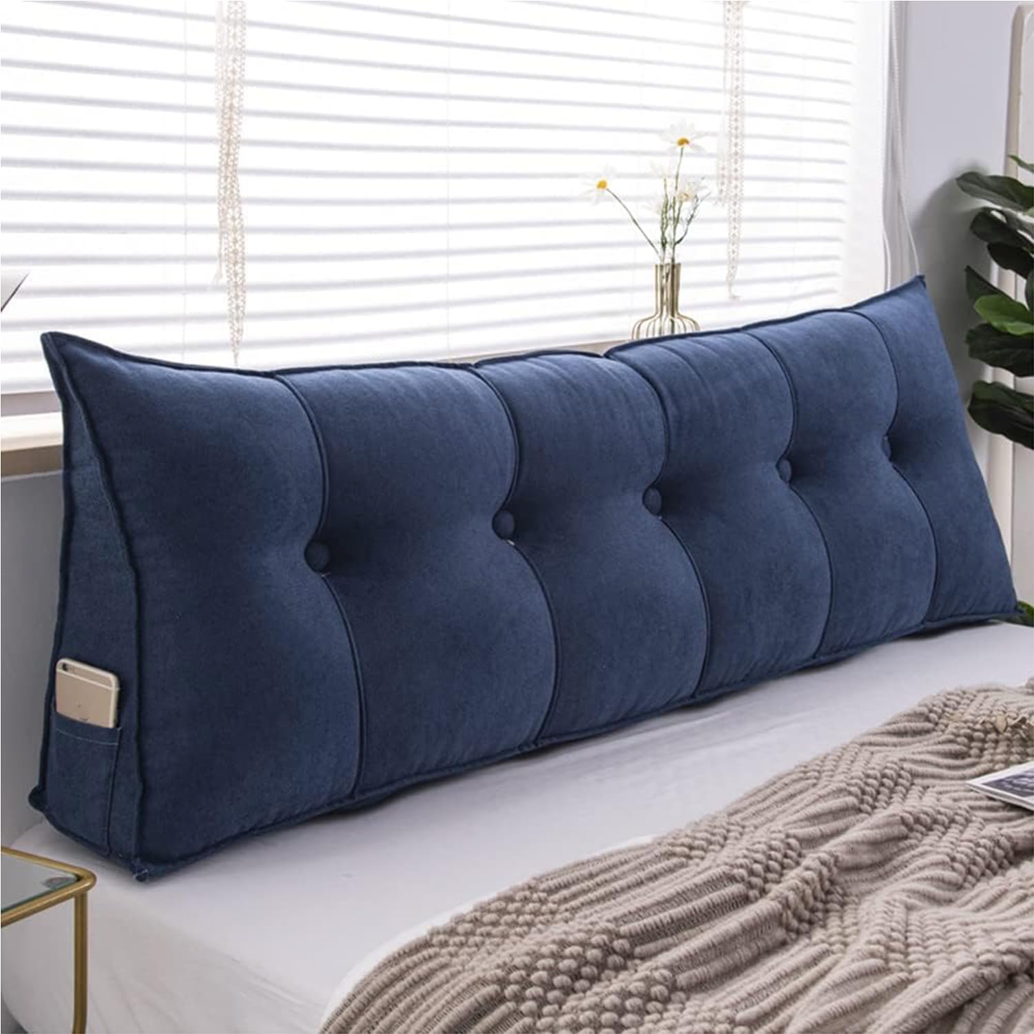 ZLZNX Bed Pillow Reading Backrest Cushion Triangular Headboard Pillow Bed Wedge Pillow Pillow with Breathable Removable,02,150x50x20cm