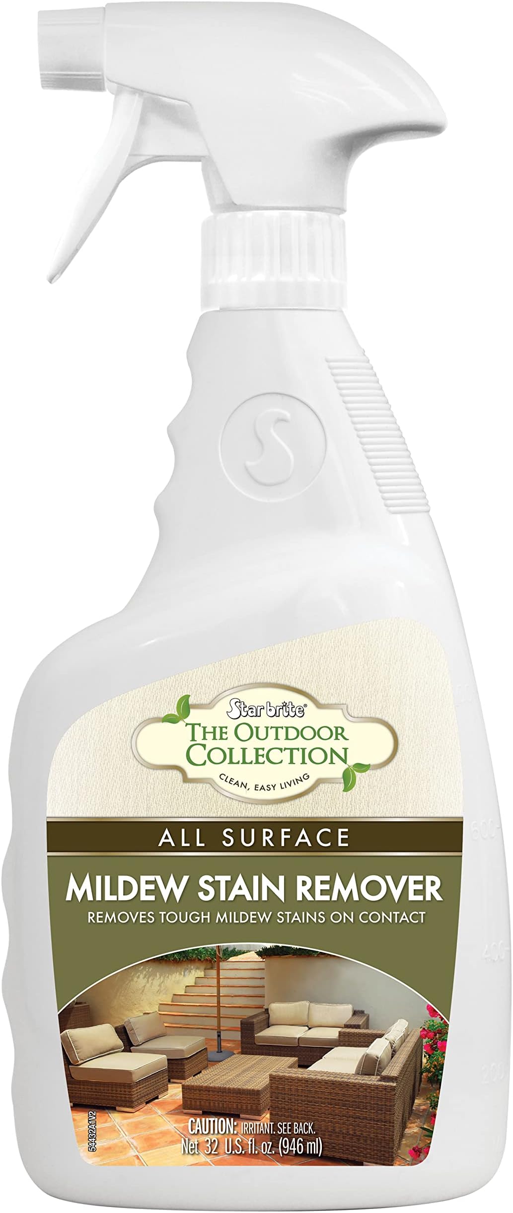 Outdoor Collection All Surface Mold Stain & Mildew Stain Remover Spray - Cleans & Removes Stains on Contact - 32 OZ Spray (054432)