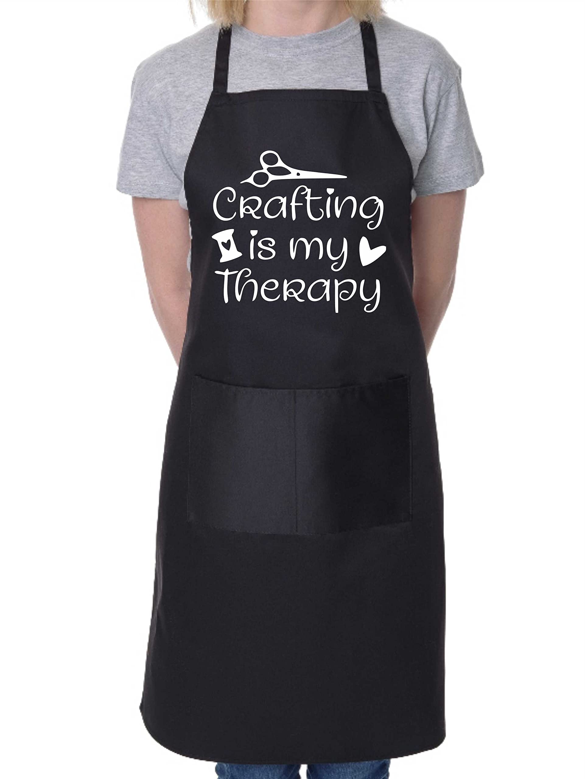 Print4U Crafting Is My Therapy Funny Crafting Knitting Apron Novelty Baking Black