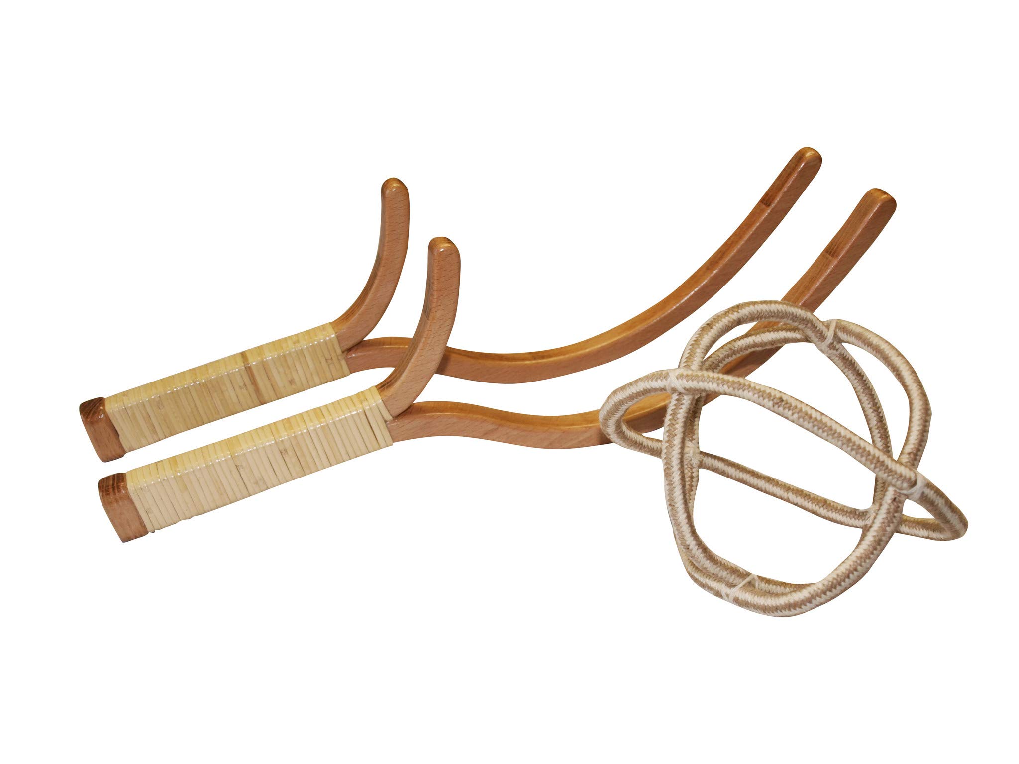 OGO Sport Schildkröt Jabbit Classic Set, 2 Poignées Jabbit en Bois de Hêtre, 1 Balle de Maille en Corde Nouée (Ø 15 cm)