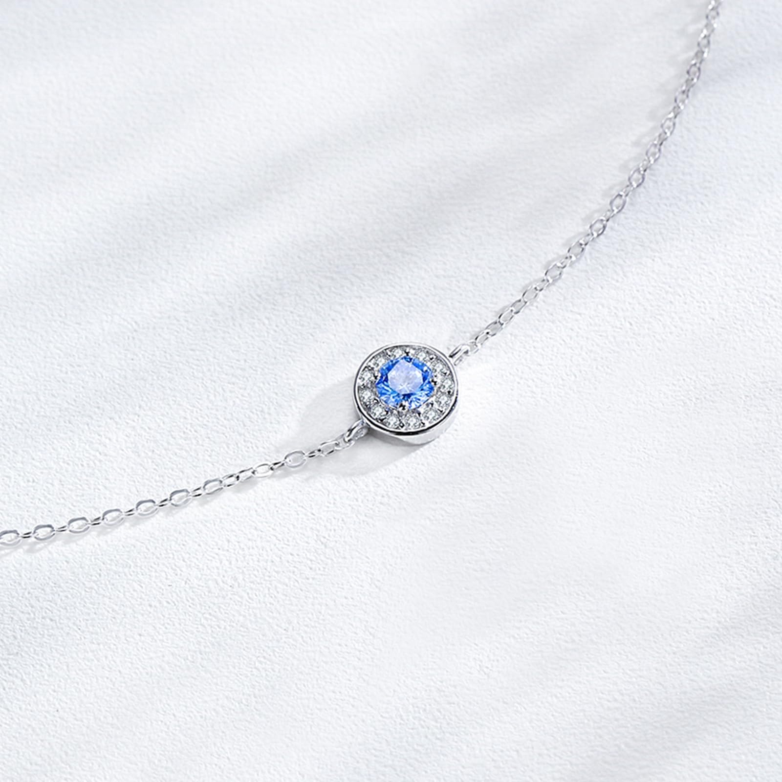 Halo bransoletka damska w kolorze różowego złota z akwamarynem 0,24 ct i diamentem laboratoryjnym, złoto próby 585, prawdziwe złoto