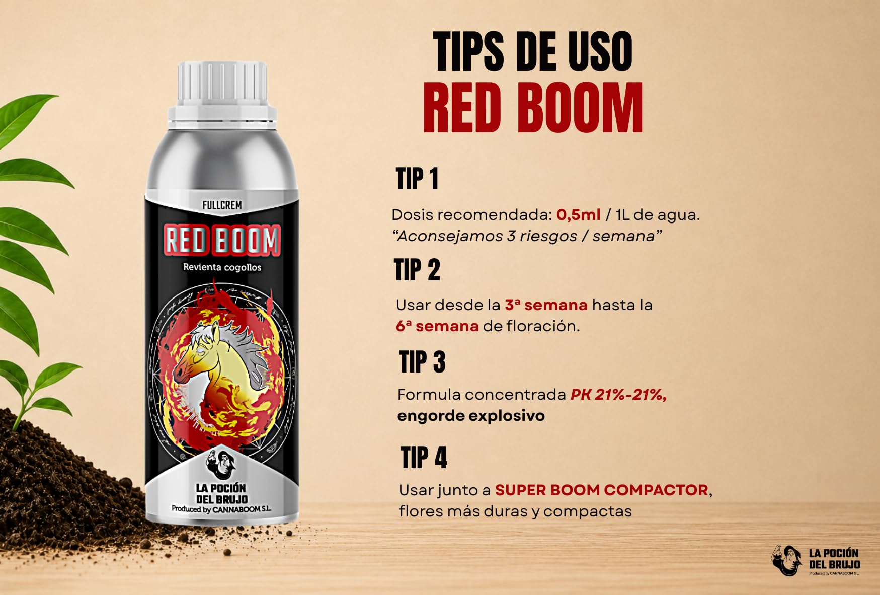 Red Booom FULLCREM – "Cannaboom" (320 ml), PK 21 % – 21 % hohe Ergiebigkeit, maximale Knospenfüllung, größere und aromatische Blumen