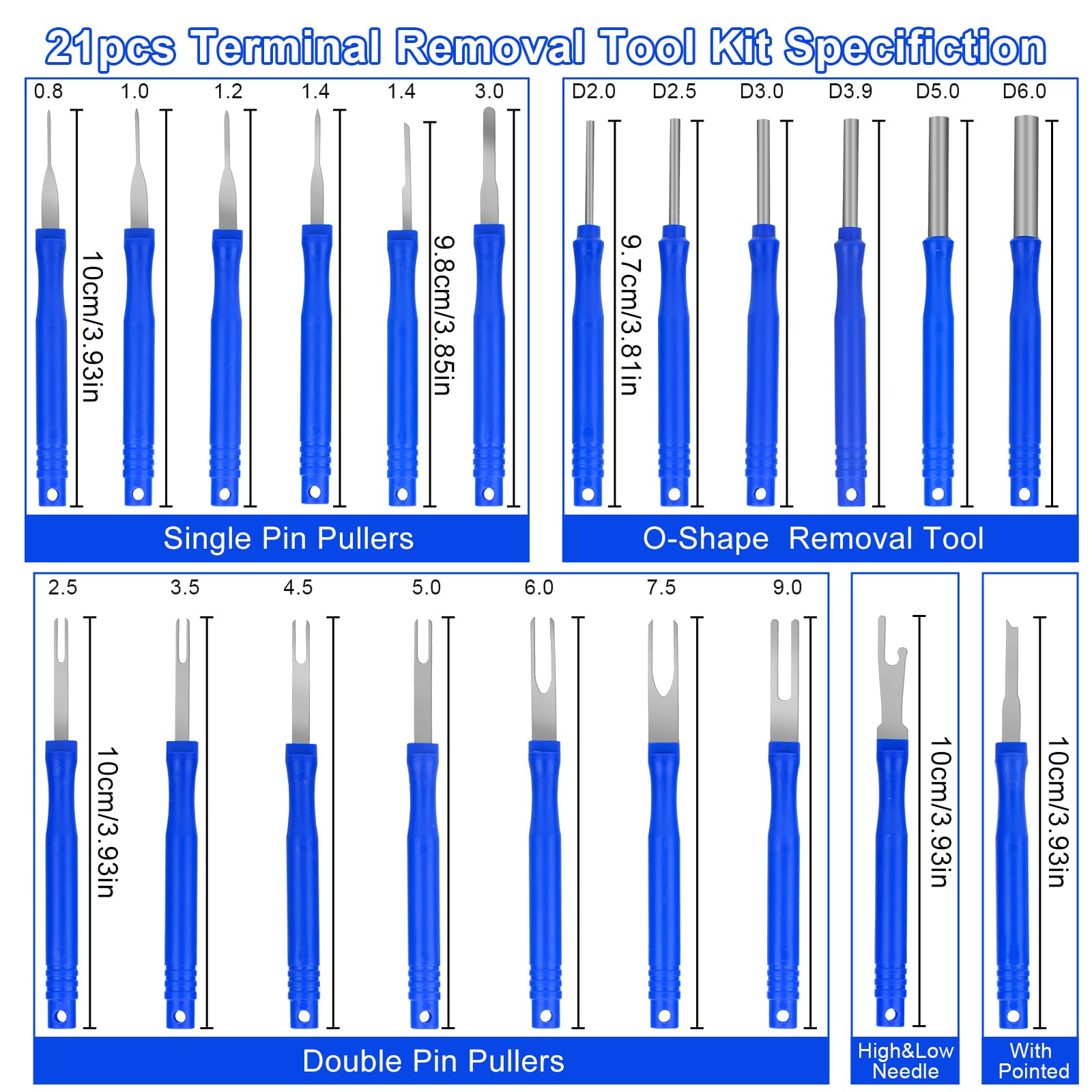 Linkstyle 21 Pcs Terminal Removal Tool Kit, Upgraded Blue Pin Removal Tool Kit, Automotive Auto Electrical Connectors - Image 2
