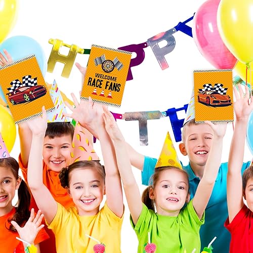 Miniatura 7 de 8 piezas de suministros de fiesta de cumpleaños de camiones monstruo grandes centros de mesa para fiestas temáticas de autos de carreras,