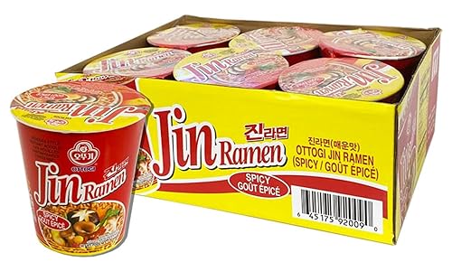 OTTOGI JIN RAMEN Fideos instantáneos de estilo coreano rico sabor picante ramen de taza instantánea ramen de sopa de mejor sabor sabor gourmet