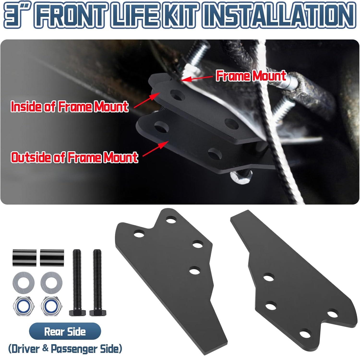 3" Utv Lift Kit Compatible with Polaris Ranger Front & Rear Bracket Lift, Fit Ranger 570 Fullsize/Xp 570 / Xp 900/1000 / 1000 Diesel 2013-2022, Bolt-on Suspension Lifts Kit