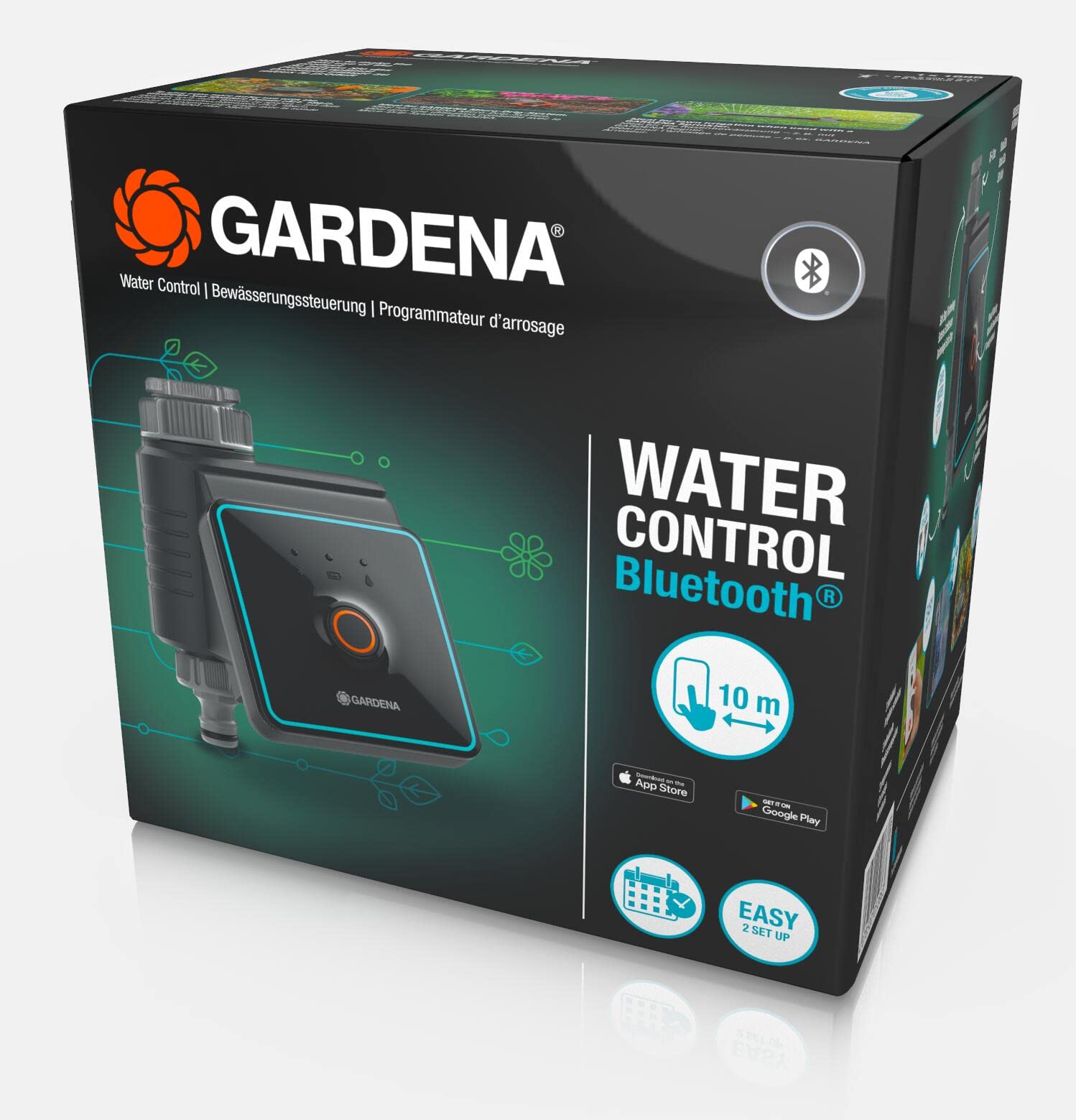 Gardena sterownik nawadniania za pomocą aplikacji Bluetooth®: Autom. nawadnianie ogrodu i balkonu, konfig. za pomocą aplikacji, cykle nawadniania w 3 harmonogramach, zasięg 10 m (01889-20)
