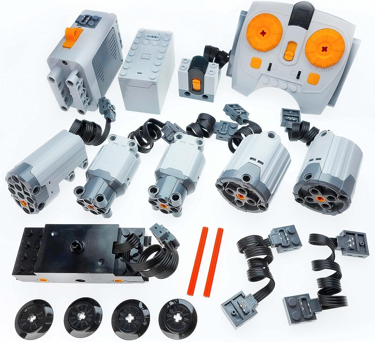 18pcs Power-Function-Motor-Set Compatible with Technic-Parts. Including Train-Motor Servo-Motor XL-Motor-L-Motor Speed-Control Remote Controller for MOC EV3.