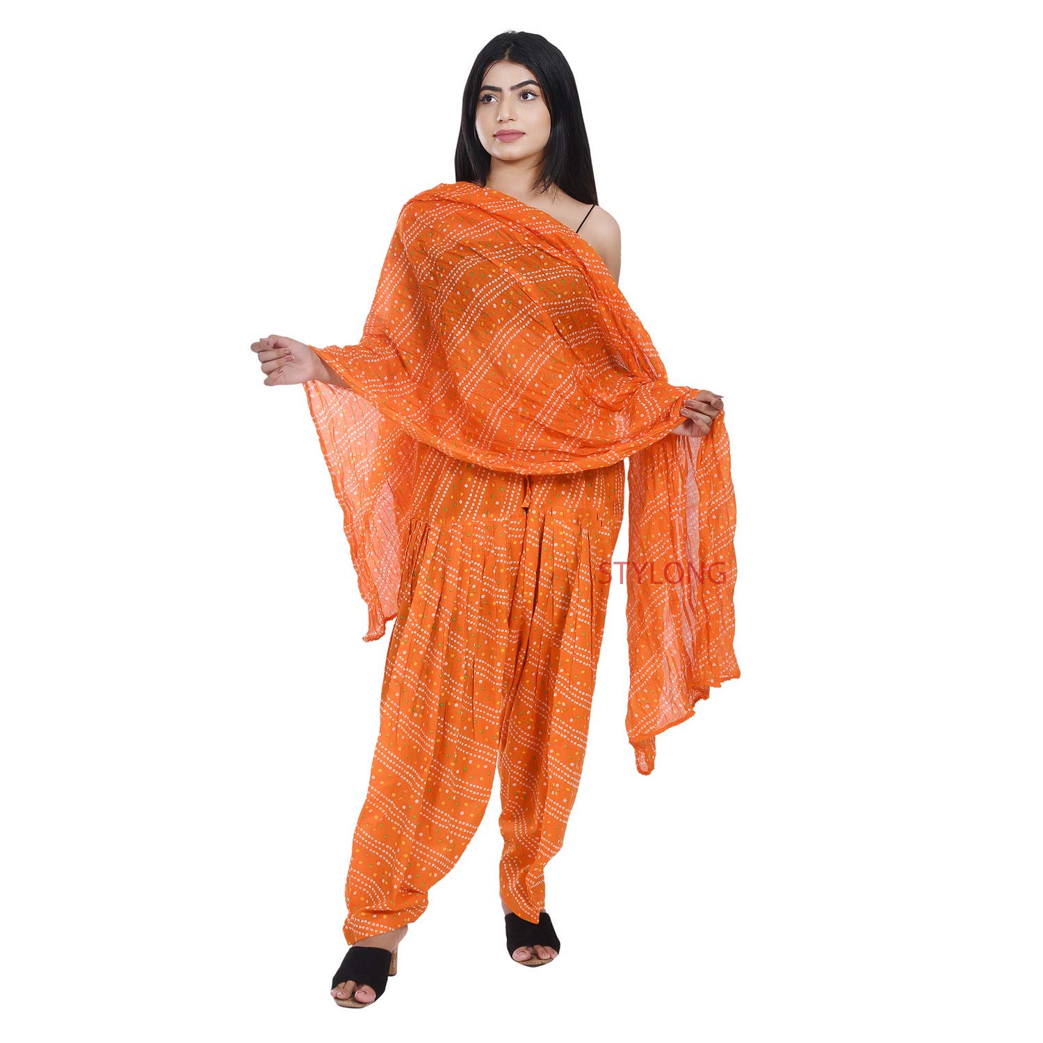 Women's Loose Fit Patiala Pants (rrbandhani1_Orange_Free Size)-image-11