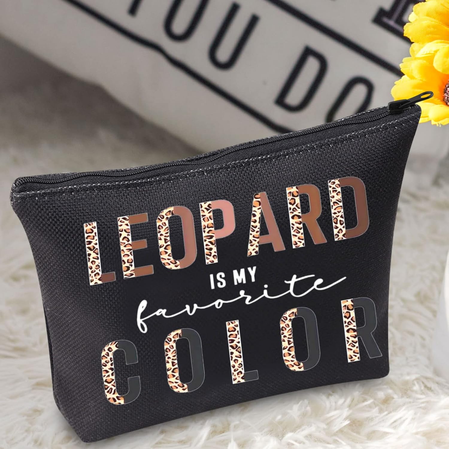 BWWKTOP Leopard Lovers Cosmetic Makeup Bag - Zipper Pouch, Leopard Fans Gifts, My Favorite Color Merchandise - Image 6