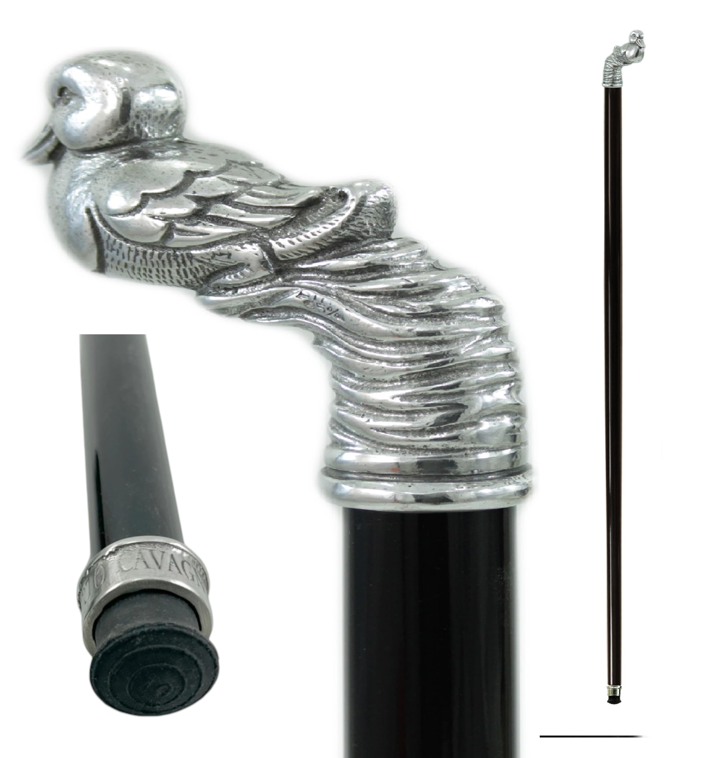 Bastón de paseo de madera y peltre elegante sólido para ceremonia hombre y mujer lujo personalizado único hecho a mano CAVAGNINI Italy ((Haggio marrón)