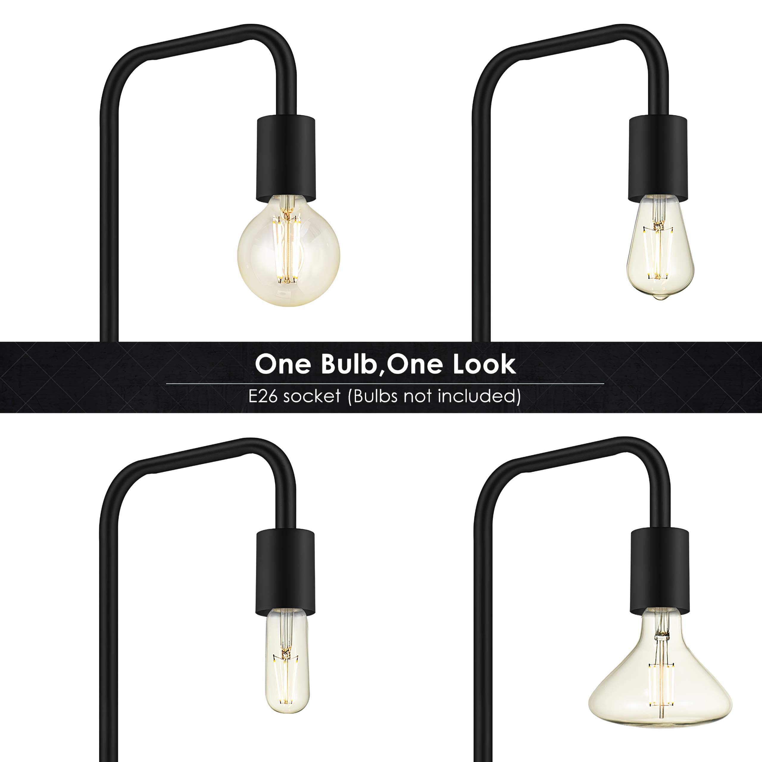 Lampa stojąca w stylu industrialnym, 63'' wysokości, nowoczesna, czarna, metalowa lampa stojąca z gniazdem E26 i przełącznikiem nożnym, minimalistyczna lampa podłogowa w stylu vintage do salonu, syp