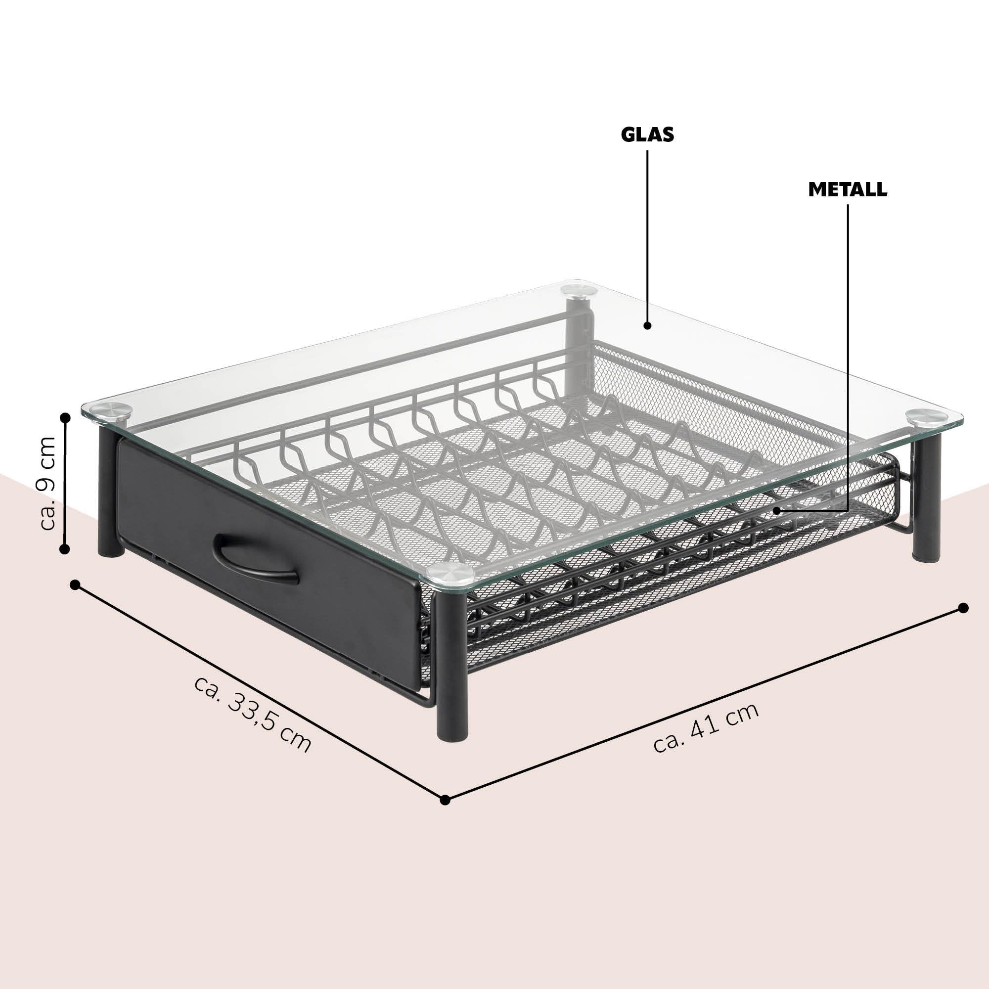 eluno Soporte para 40 cápsulas Nespresso Vertuo, cajón, soporte para máquina de cristal de metal y placa de cristal, caja de cápsulas de café, dispensador de cápsulas (transparente)