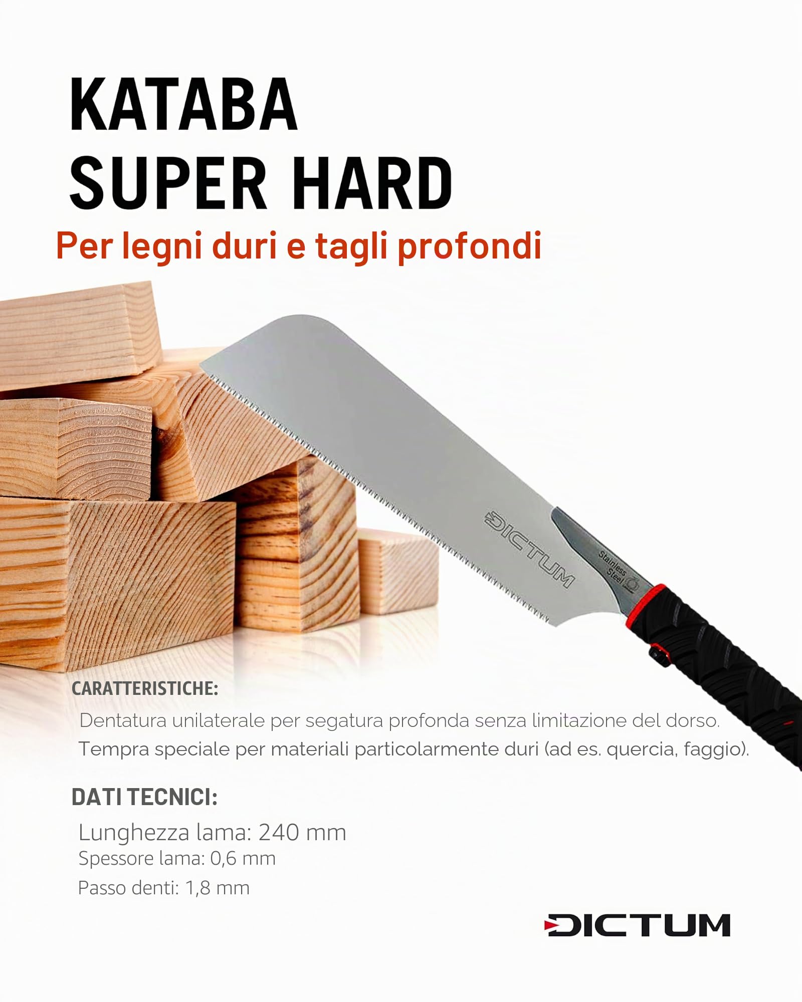 DICTUM Set di 3 seghe giapponesi – Dozuki, Kataba & Ryoba | Set professionale con Power Grip | sega giapponese originale e sega di precisione per lavori precisi