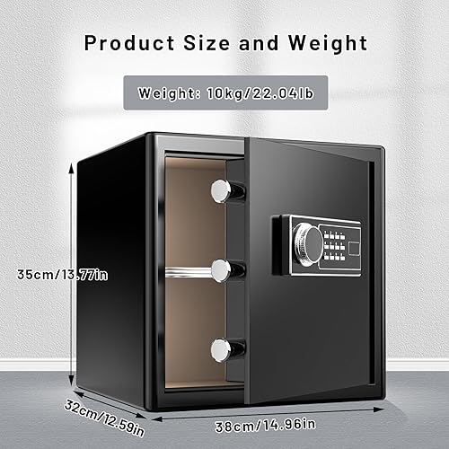 Miniatura 3 de FABAO Caja fuerte de seguridad, seguridad para el hogar pequeño con bolsa impermeable ignífuga, estante extraíble y bloqueo de teclado electrónico,