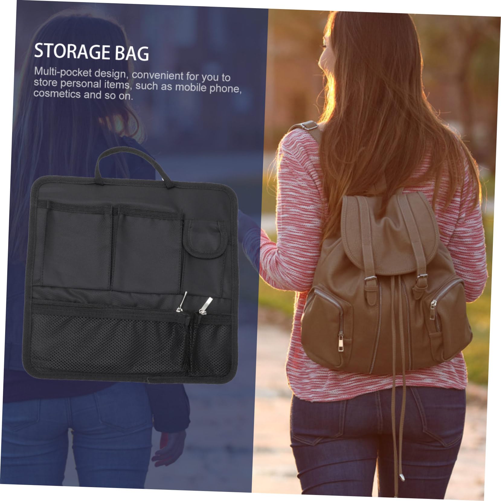 SHERCHPRY 2 Piezas Organizador de Bolsa en Bolsa School Bag Pack Escolar Bolsa portátil Bolsa de Almacenamiento contenedor de Almacenamiento Bolso Estilo Coreano Nailon Engrosado