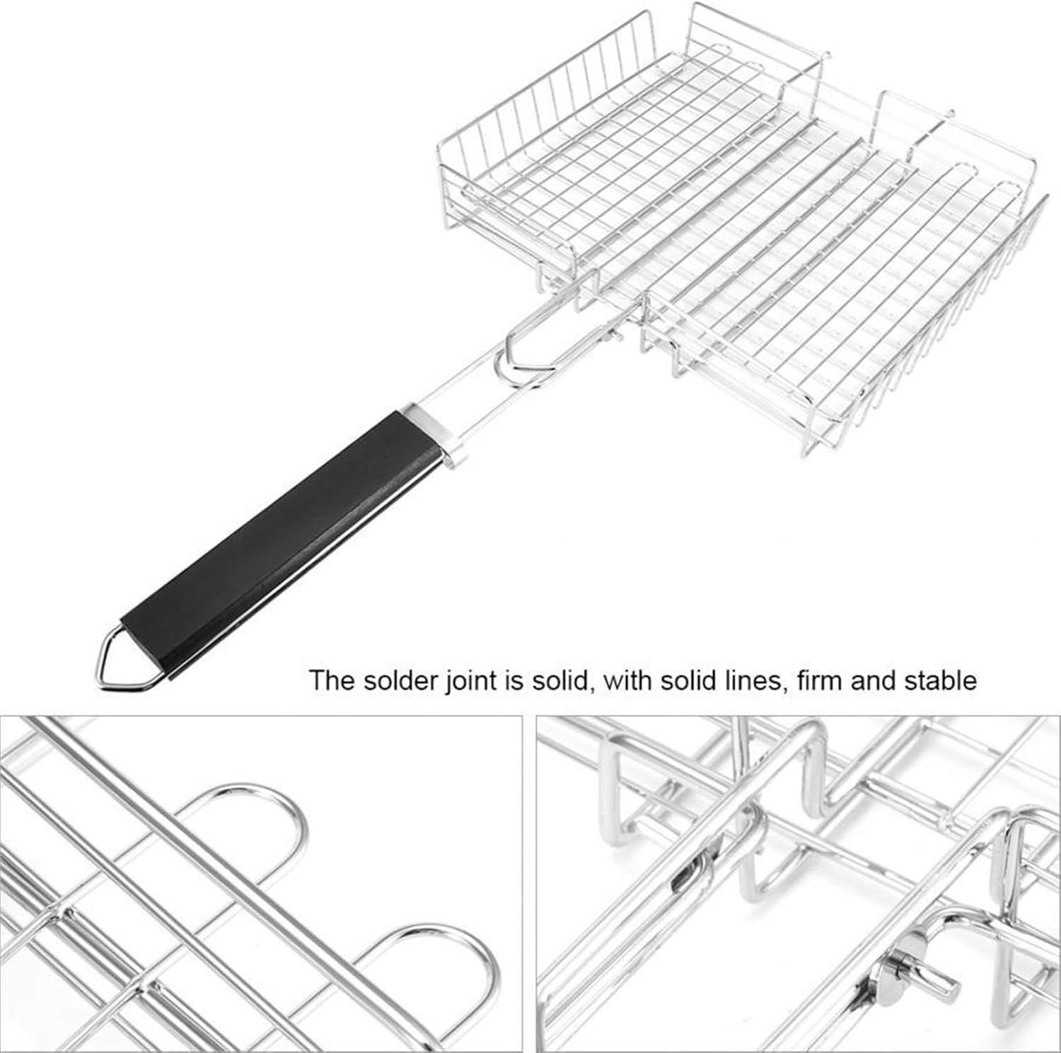 BBQ Net Square Grilled Fish Chicken Net Clip Hand Held Grill Mesh Wire Clamp BBQ (Color : Silver) (Silver) image 2