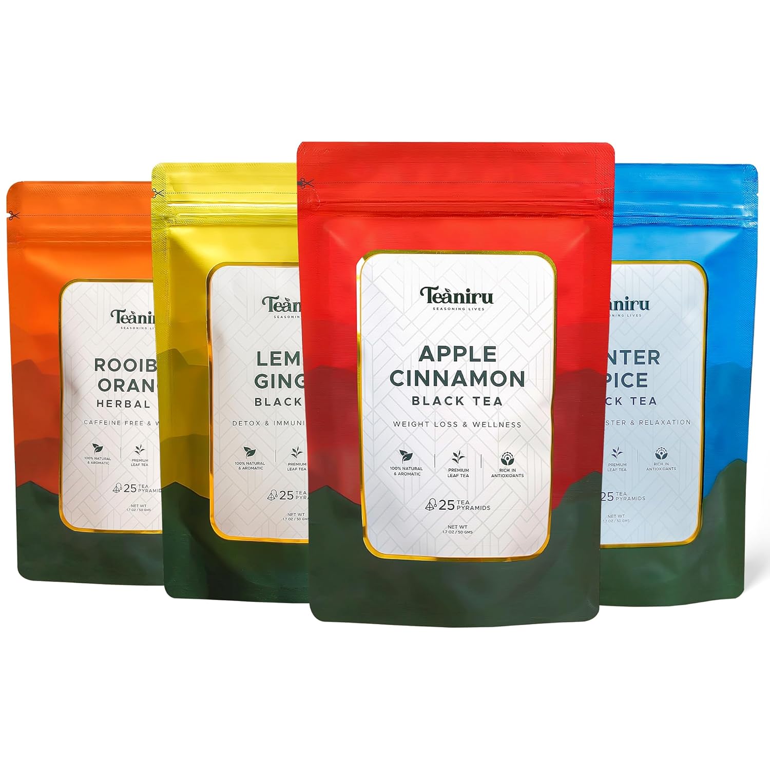 Teaniru, Four Seasons Tea Pack 100 Pyramid Tea Bags