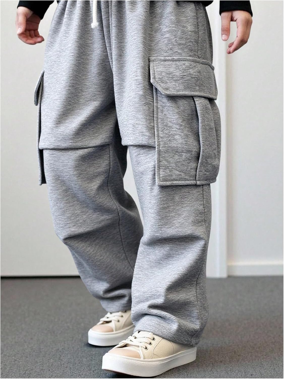 SOLY HUX Toddler Boy's Cargo Pants Elastic Waist Straight Leg Baggy Sweatpants with Pockets - Image 3