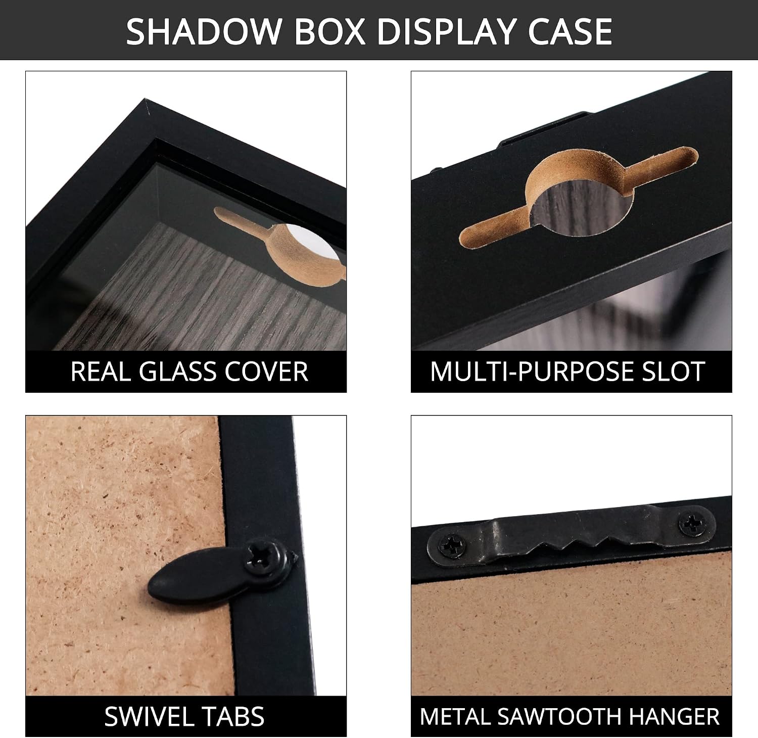 GraduationMall 8x10 Top Loading Shadow Box Frame with HD Glass,Wood Display Case with Slot,1.25 inches Interior Depth,Ideal for Wine Bottle Caps,Tickets,Shells,Stamps and More,Black