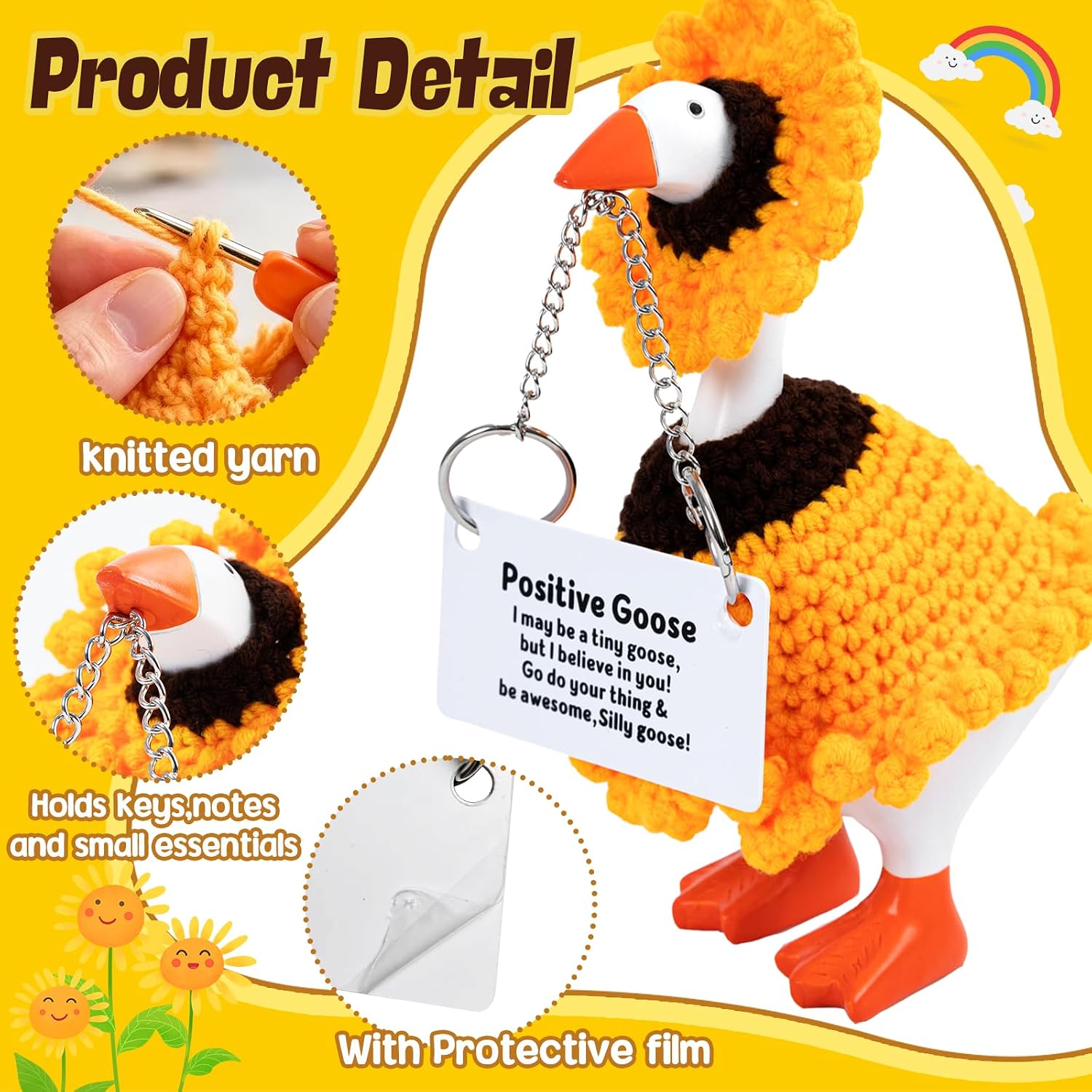 7 Inch Desk Goose with Sunflower Outfits, Emotional Support Cards image 3