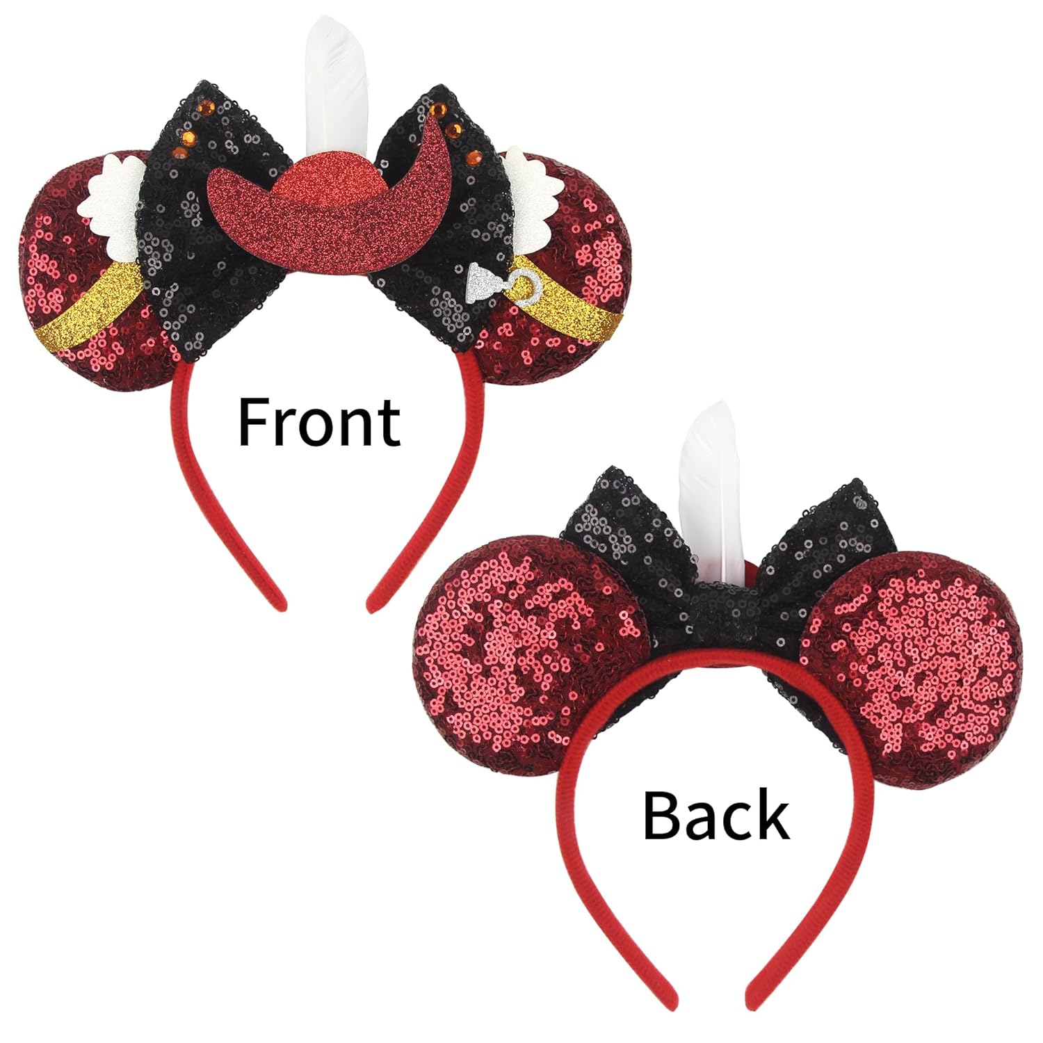 Mouse Ears Headband for Womens Pirate Accessories Pirate Costume Shiny Ears Bow for Theme Party Pirate Night - Image 6