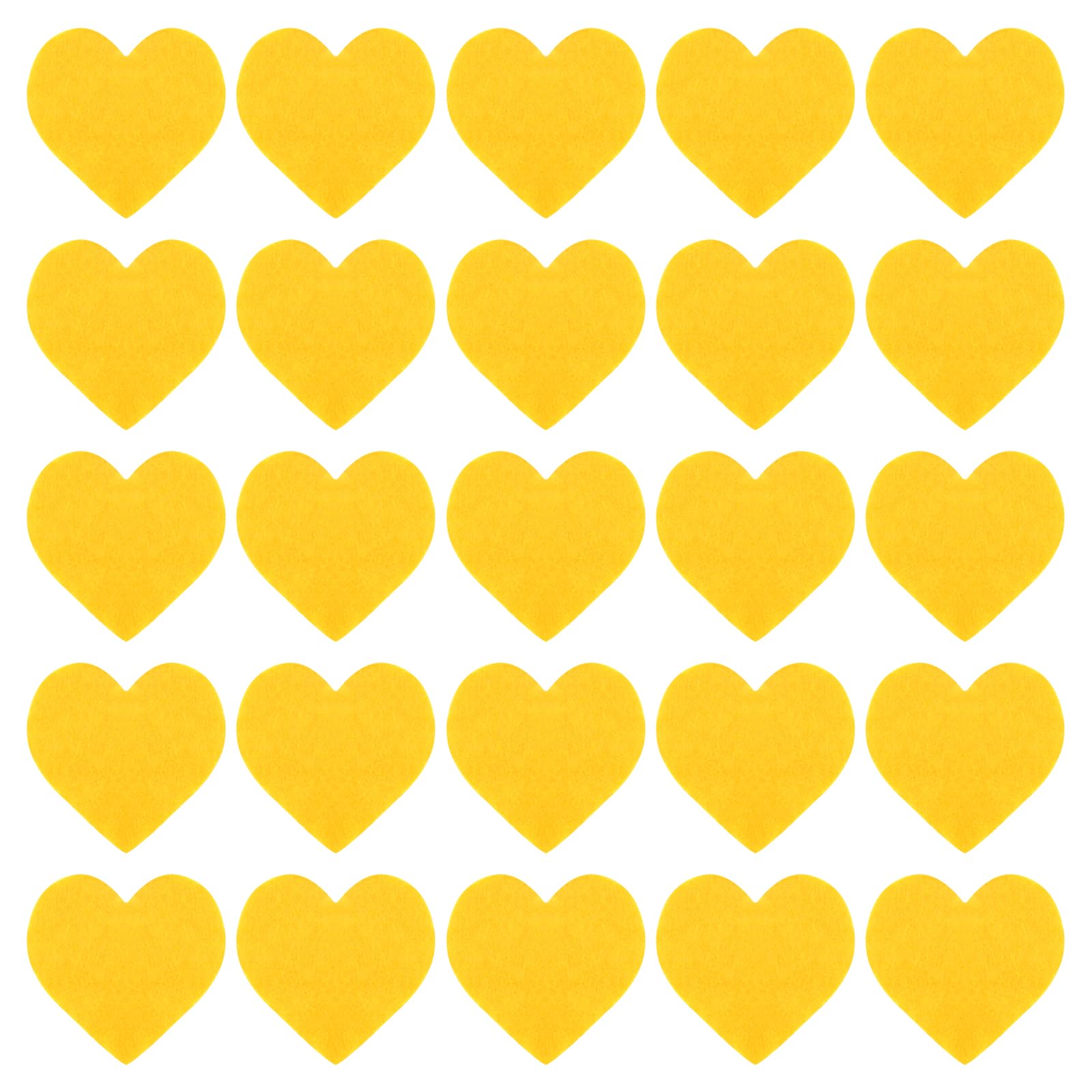 sourcing map Felt Heart Shape Heart Pom Pom Valentine's Day Hearts Craft 1Inch x 1Inch for Home Decor Party Crafting Art, Yellow, Pack of 100