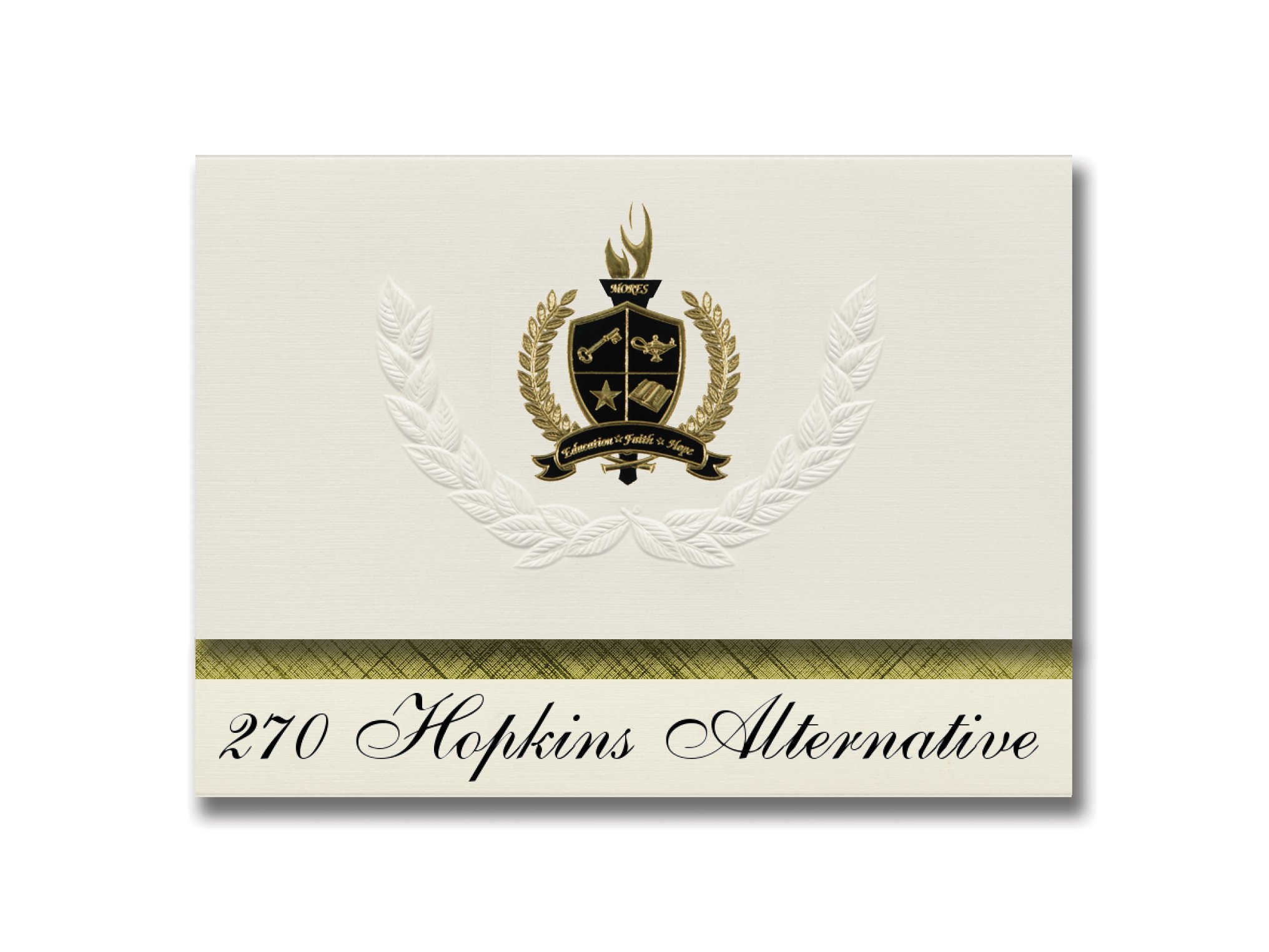 Signature Announcements 270 Hopkins Alternative (Minnetonka, MN) Graduation Announcements, Presidential style, Elite package of 25 with Gold & Black Metallic Foil seal