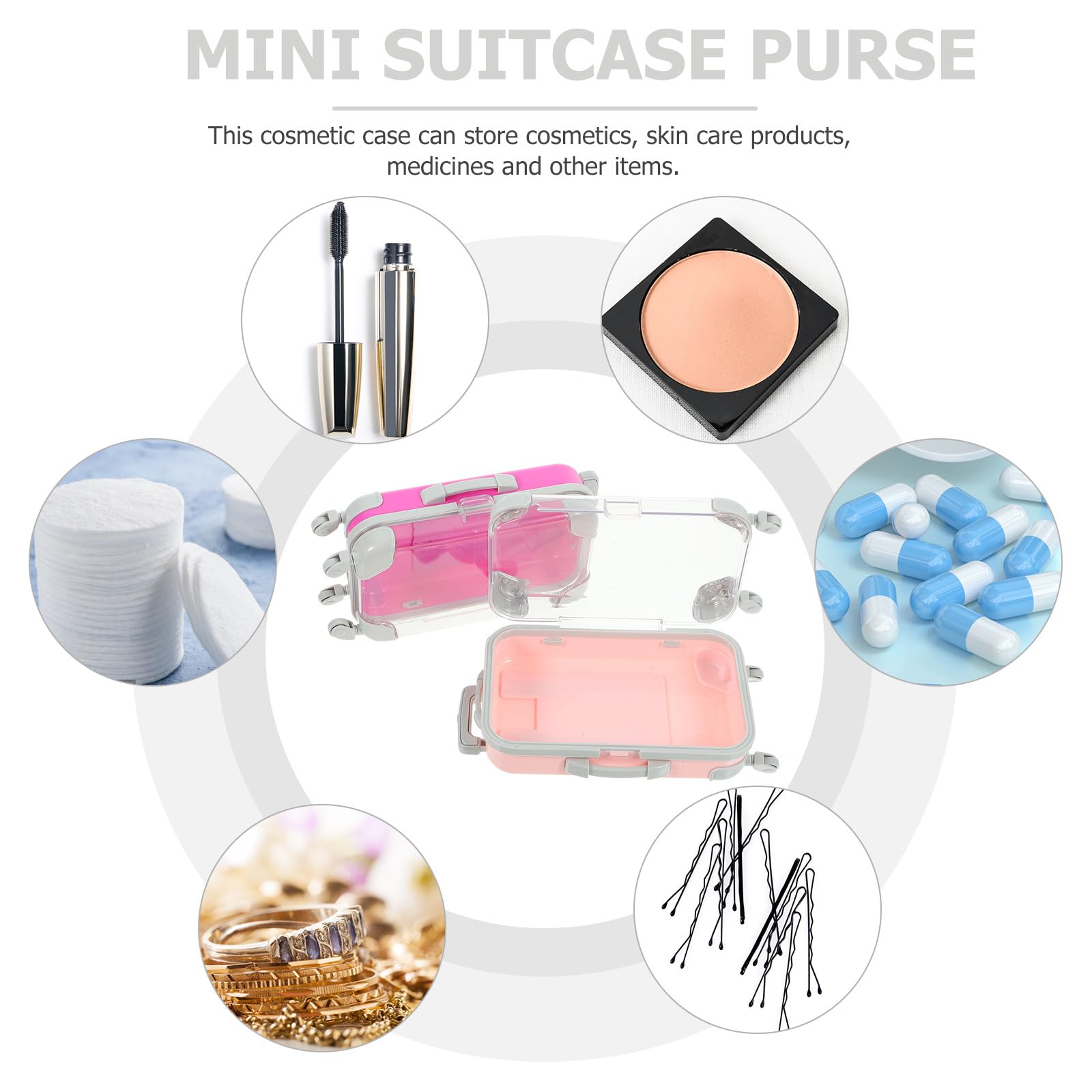 Sosoport 4pezzi Mini Valigia per Trucco Custodia Rigida da Viaggio Organizer per Cosmetici Piccolo Portatile e Resistente per Trasportare Strumenti e Trucco